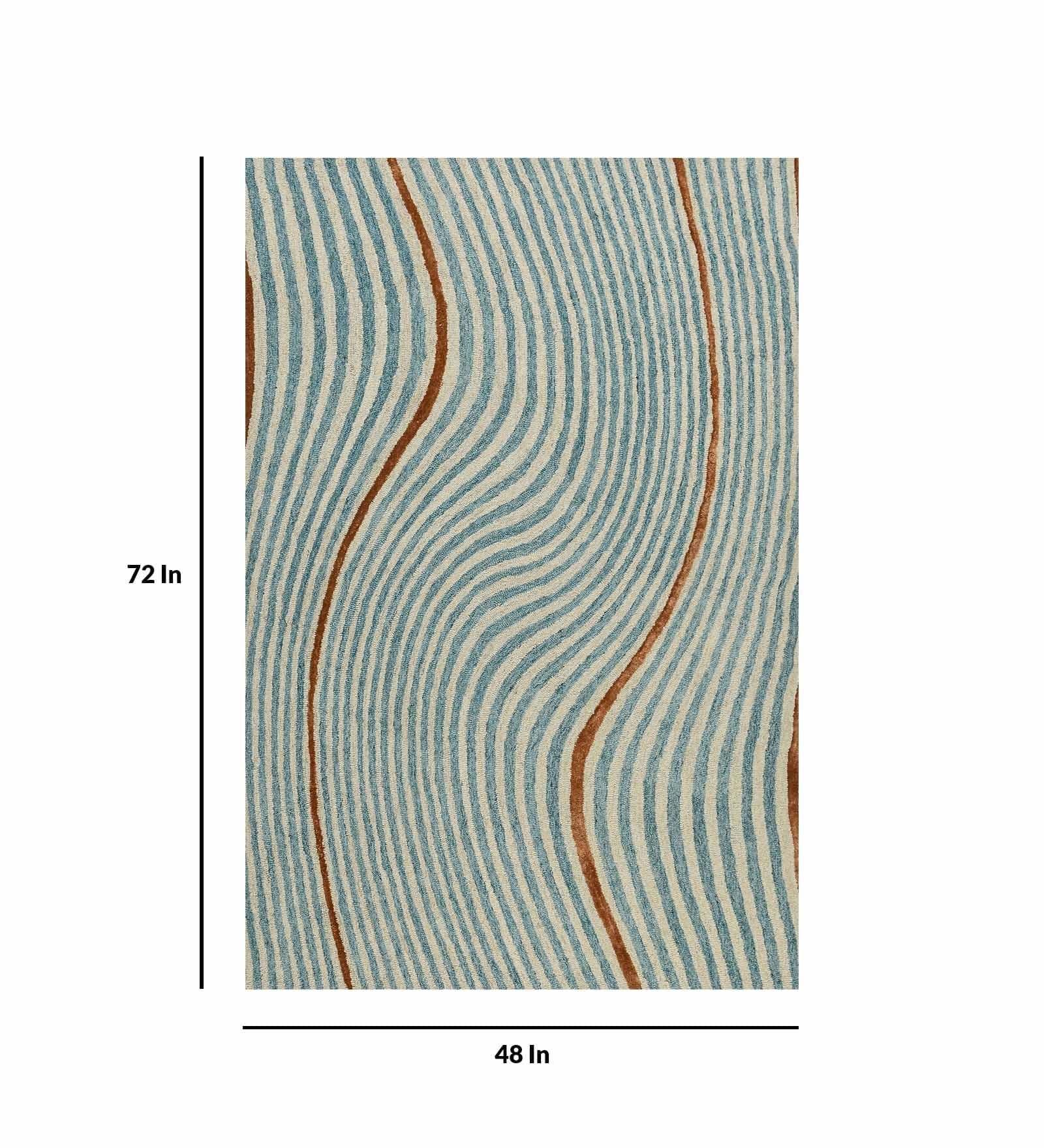 IVORY Wool & Viscose Canyan 4x6 Feet Hand-Tufted Carpet - Rug - Ouch Cart