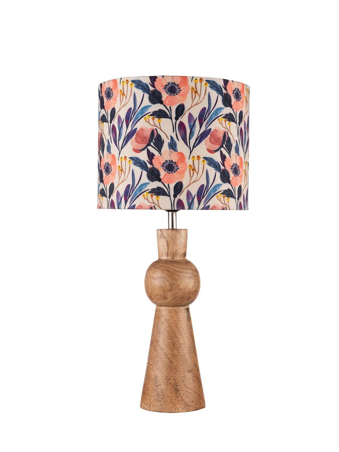 Wooden Skirt Lamp with Multicolor Pink Flowers Shade - Ouch Cart