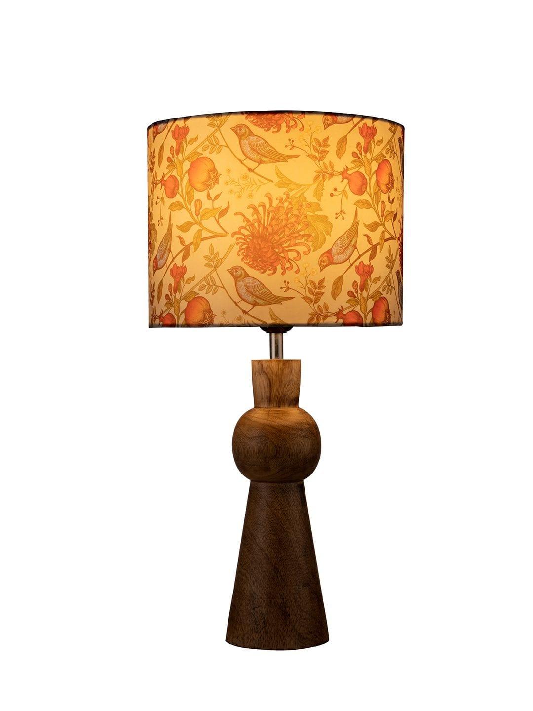 Wooden Skirt Lamp with Multicolor Birdy Shade - Ouch Cart