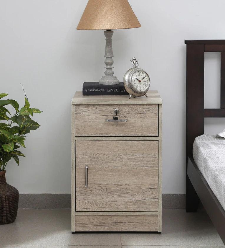 Bedside Table in Natural Finish with Drawer - Ouch Cart