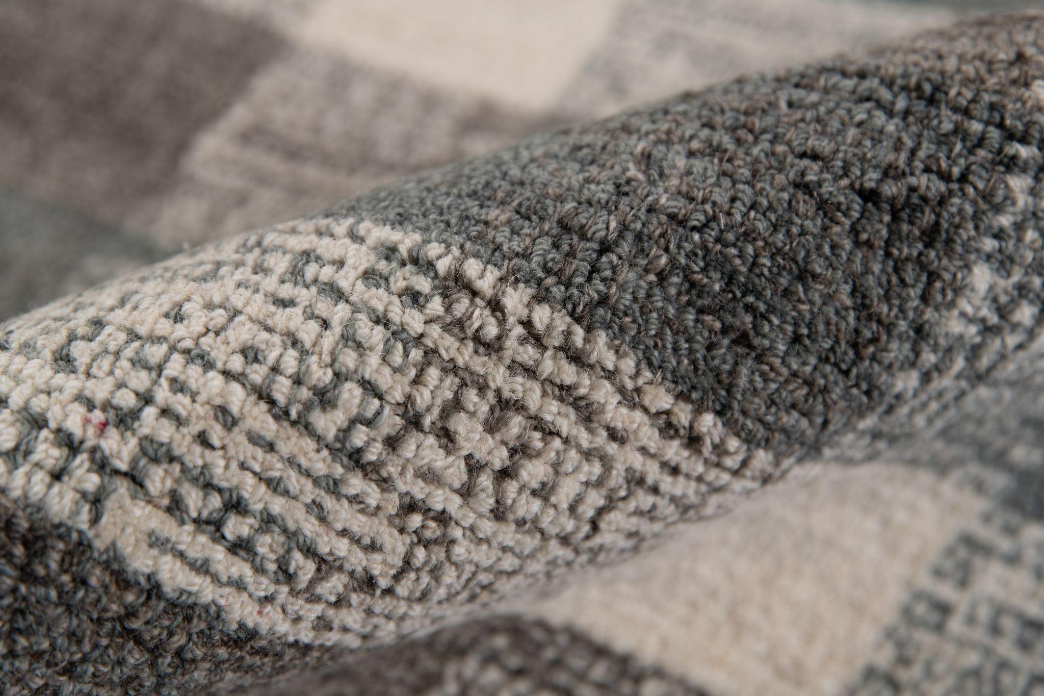 Dark Gray Wool Tartan 8X10 Feet Hand-Tufted Carpet - Rug - Ouch Cart