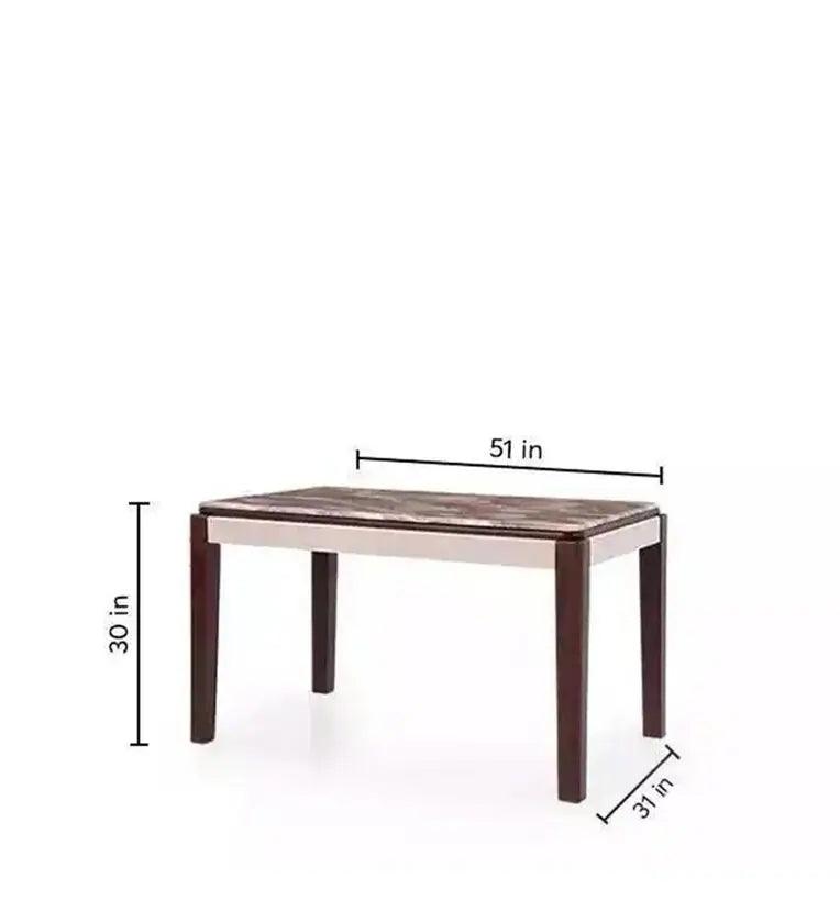 Marble Top 4 Seater Dining Set in Grey & Brown Colour - Ouch Cart