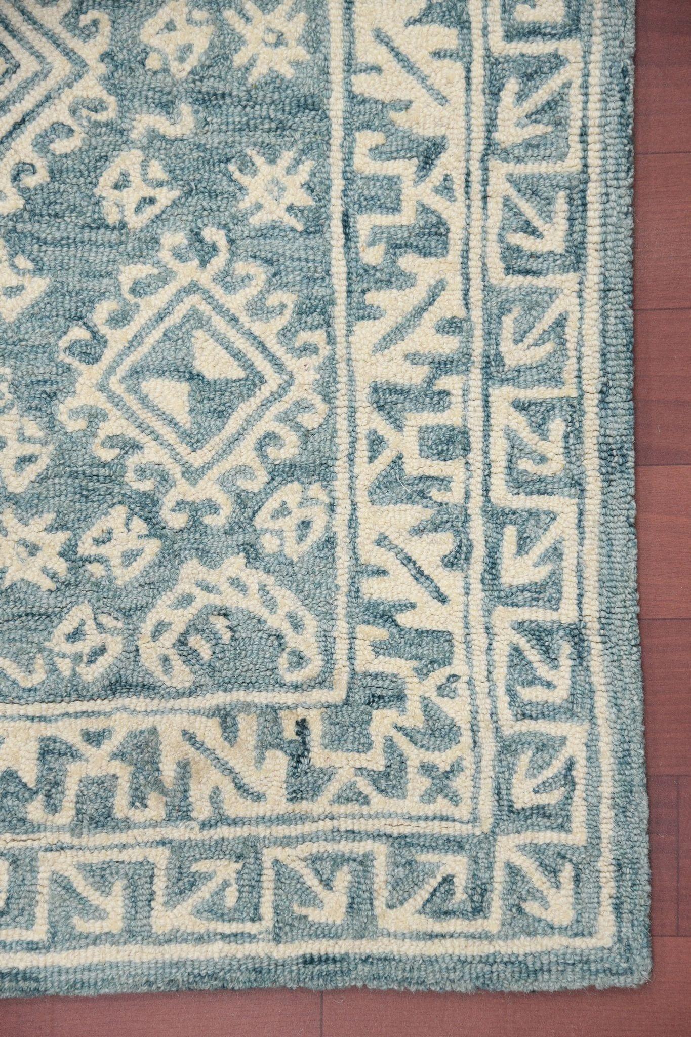 Teal Blaze Wool Boston 4x6 Feet Hand-Tufted Carpet - Rug - Ouch Cart