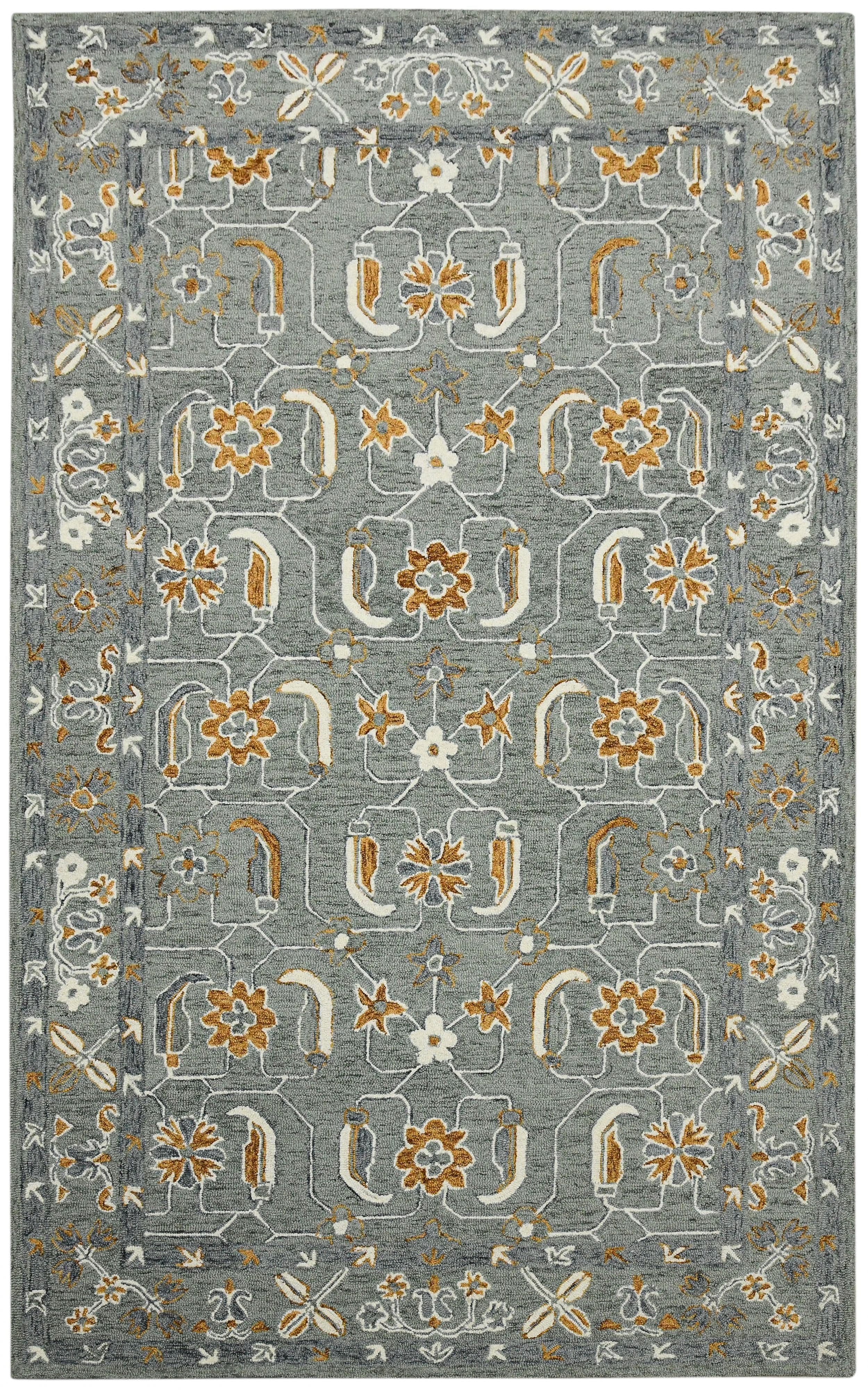Orange Wool Romania 8X10 Feet  Hand-Tufted Carpet - Rug