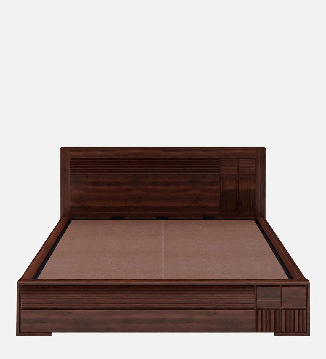 Sheesham Wood King Size Bed in Brown Colour With Hydraulic Storage - Ouch Cart
