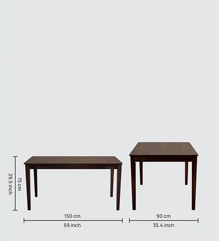 Solid Wood 6 Seater Dining Set in Asrio Brown Finish - Ouch Cart