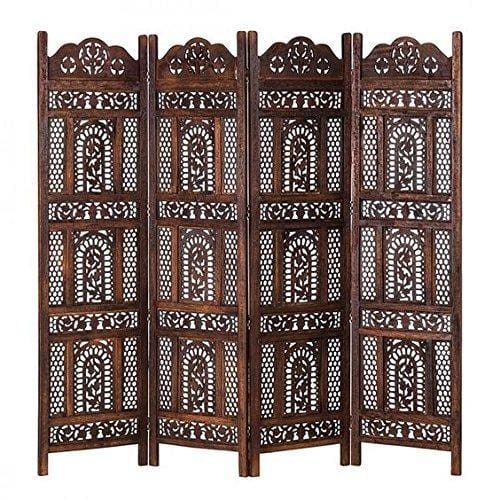 Wood Room Divider Partitions for Living Room 4 Panels - Style Room Separators Screen Panel for Kitchen Wooden Partition Room Divider