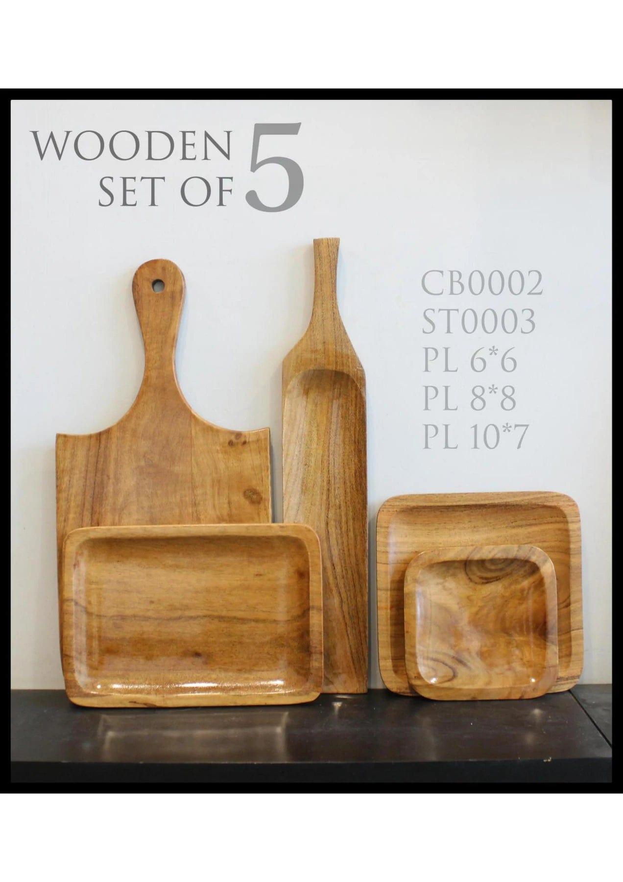 WOODEN PLATTERS COMBO SET WITH CHOPPING BOARDS II ACACIA WOOD - Ouch Cart