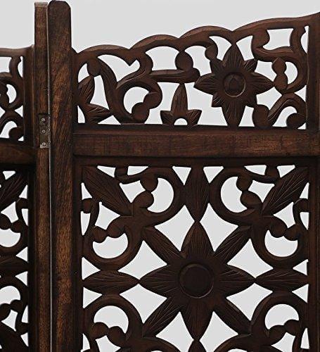 4 panel Wooden Partition, Wooden Handcrafted Partition/Room Divider/Separator for Living Room/Office - Ouch Cart
