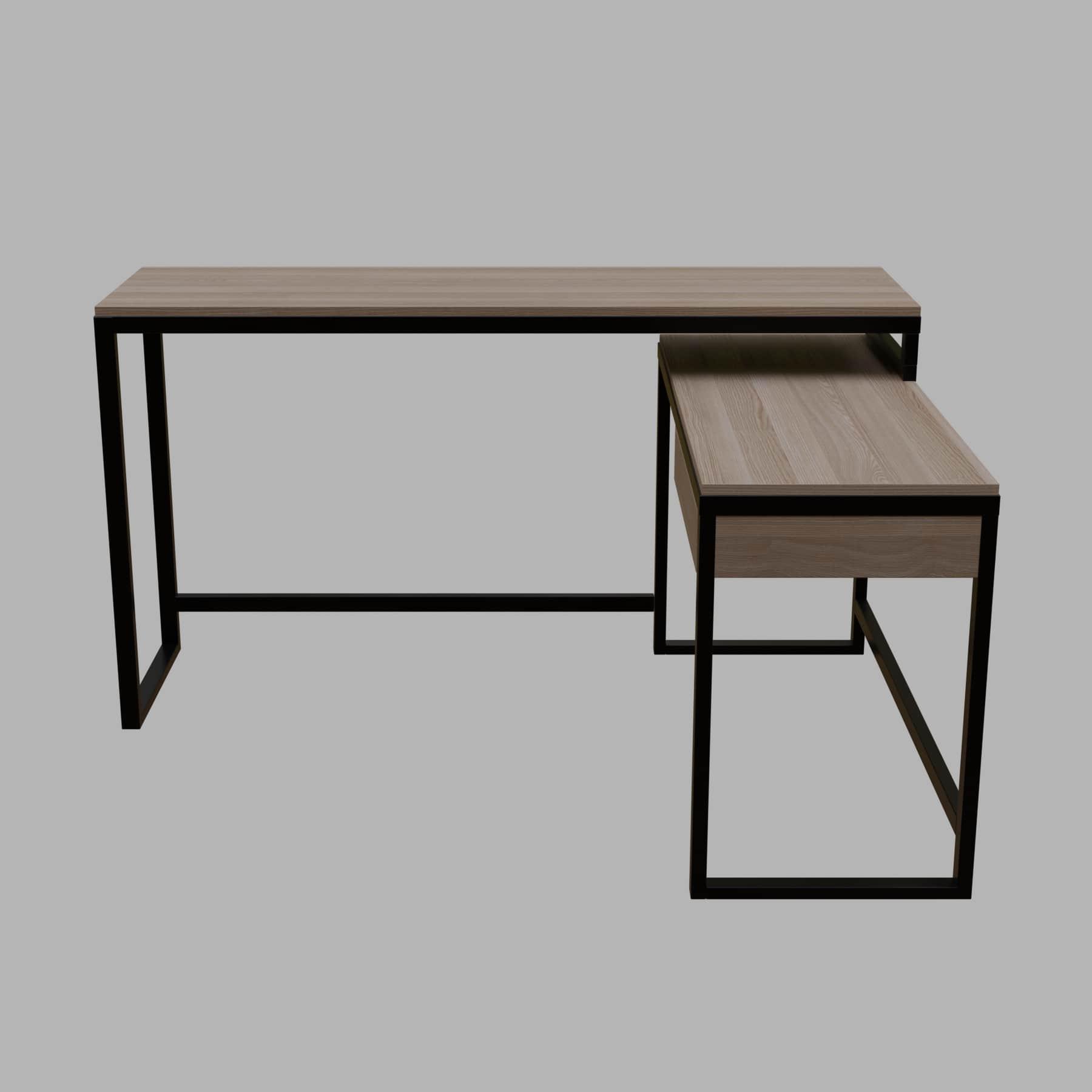 Enkele L Shaped Study Table with Storage Design in Wenge Color - Ouch Cart