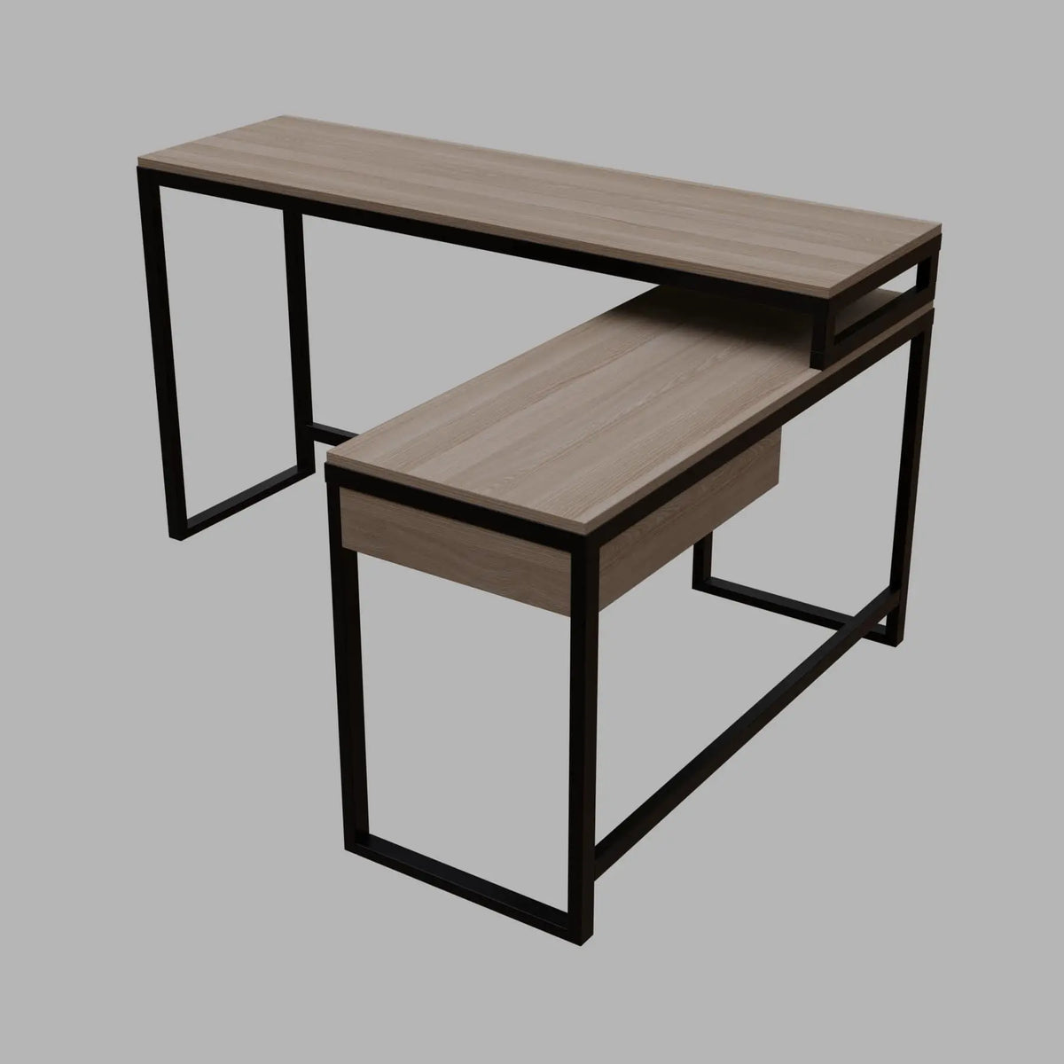 Enkele L Shaped Study Table with Storage Design in Wenge Color - Ouch Cart
