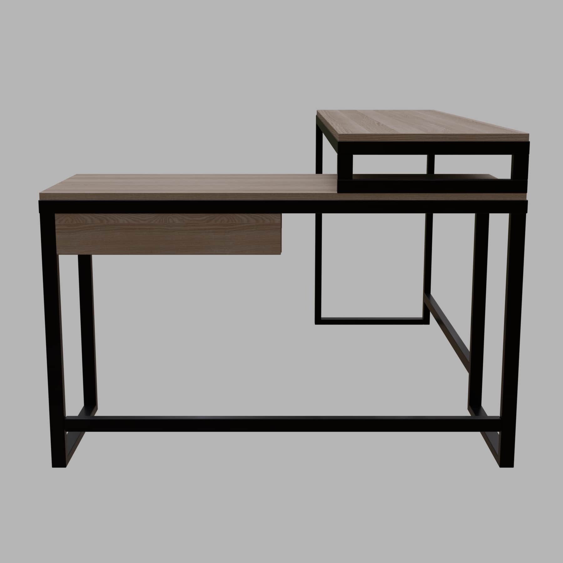 Enkele L Shaped Study Table with Storage Design in Wenge Color