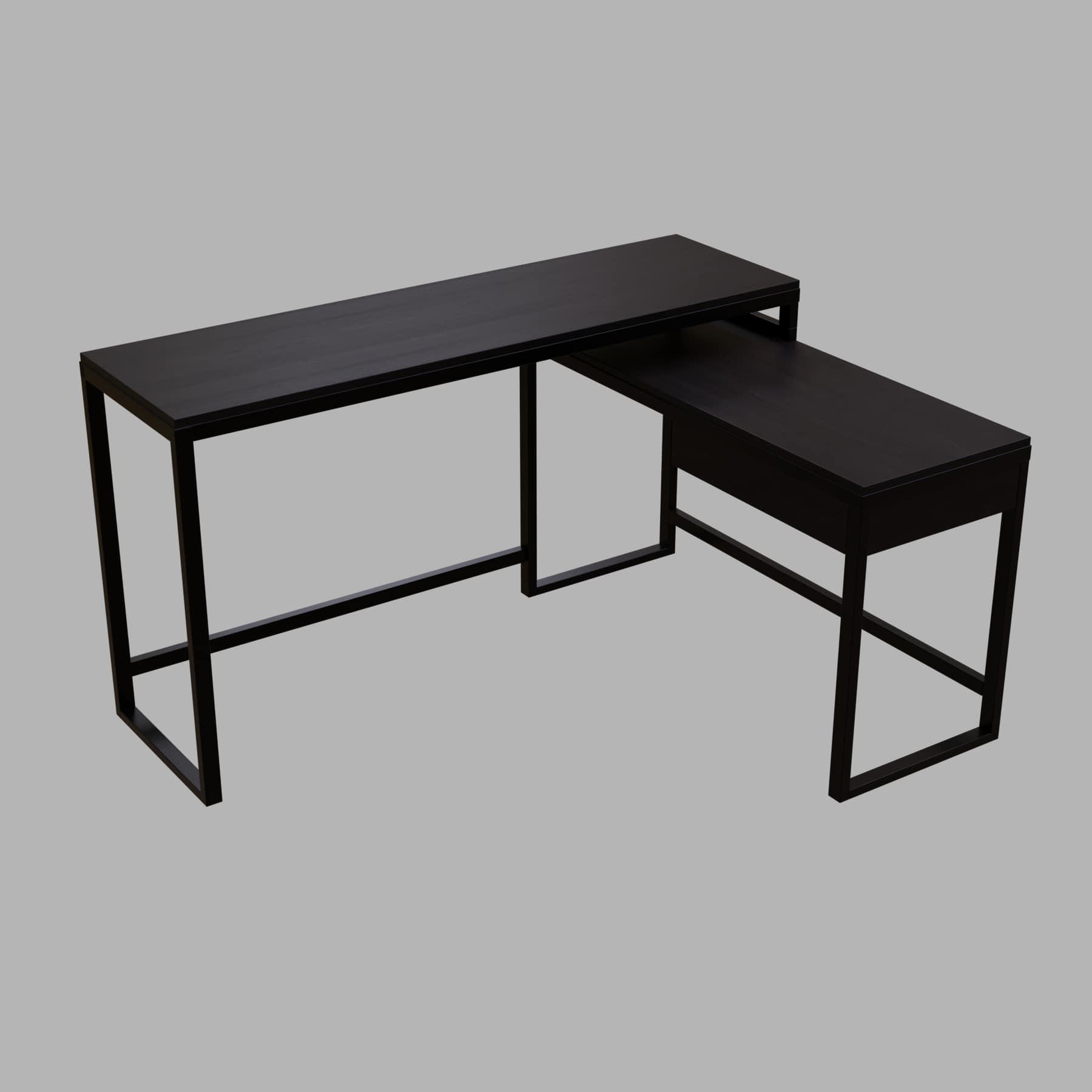 Enkele L Shaped Study Table with Storage Design in Brown Color - Ouch Cart