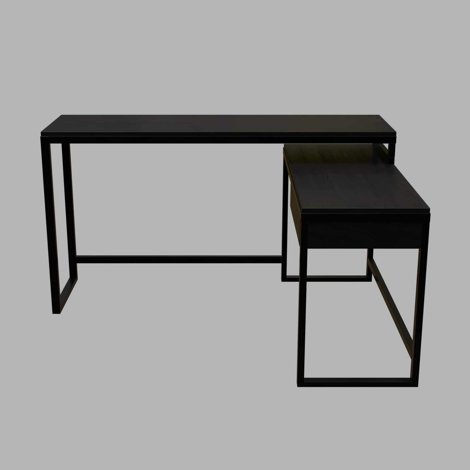 Enkele L Shaped Study Table with Storage Design in Brown Color - Ouch Cart