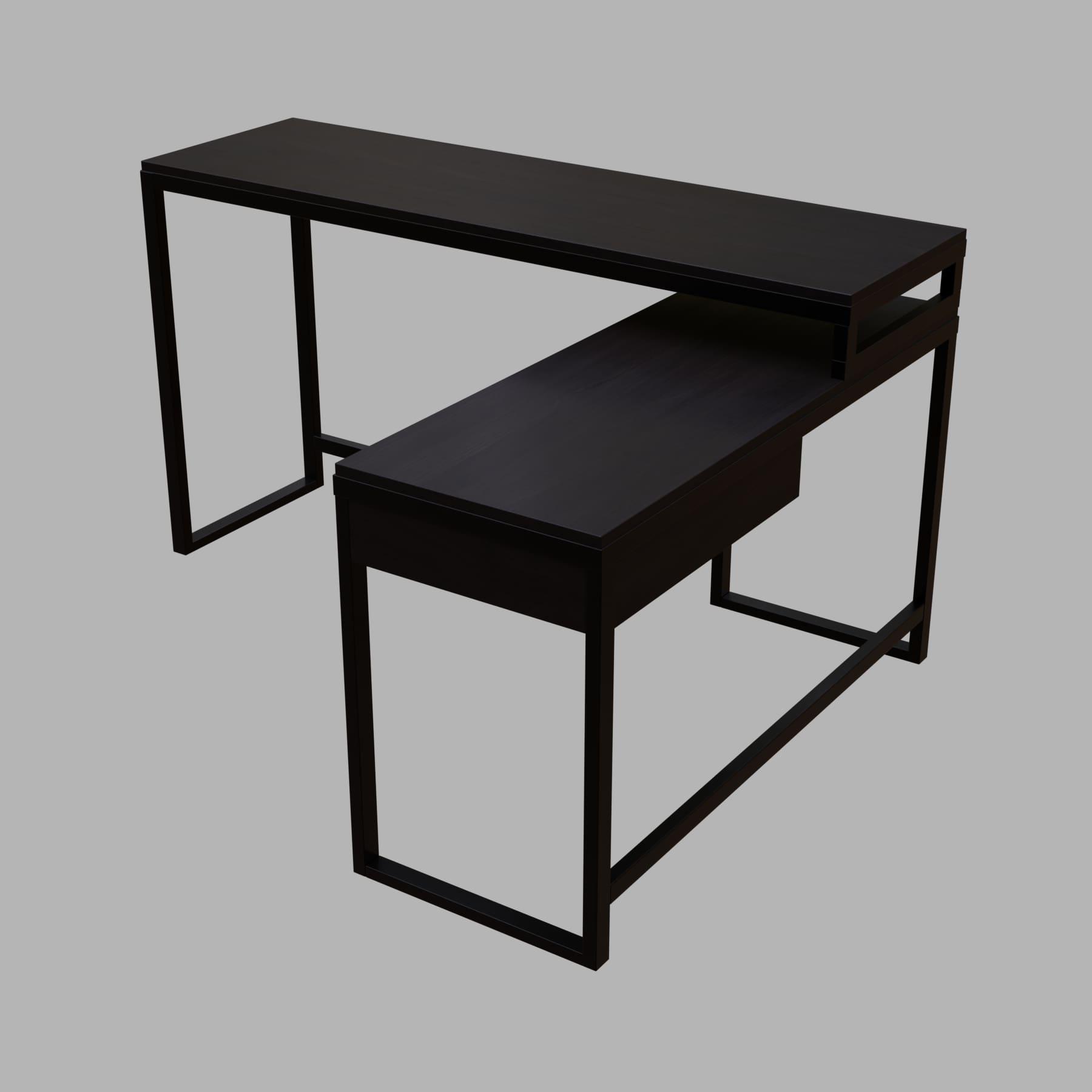 Enkele L Shaped Study Table with Storage Design in Brown Color - Ouch Cart