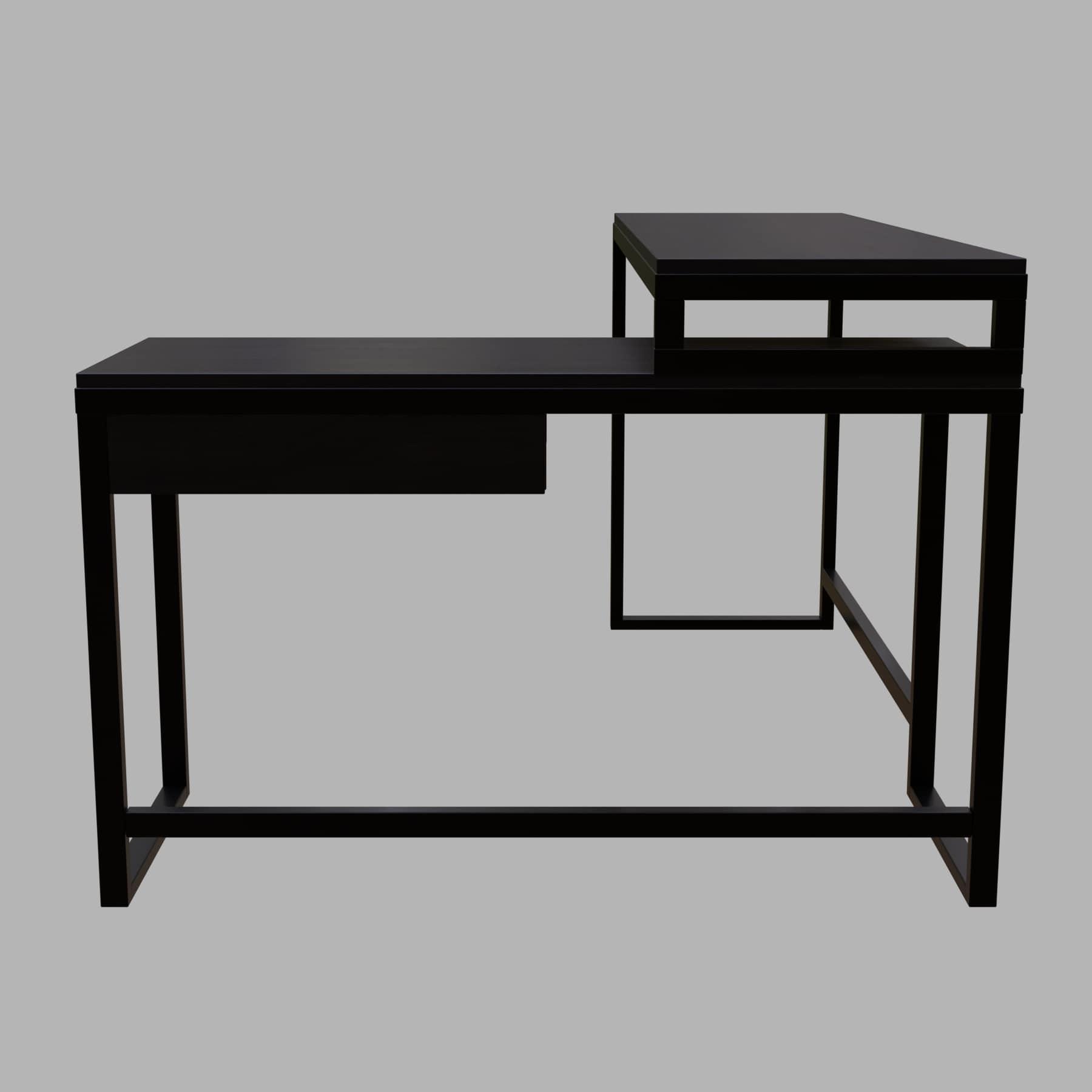 Enkele L Shaped Study Table with Storage Design in Brown Color - Ouch Cart