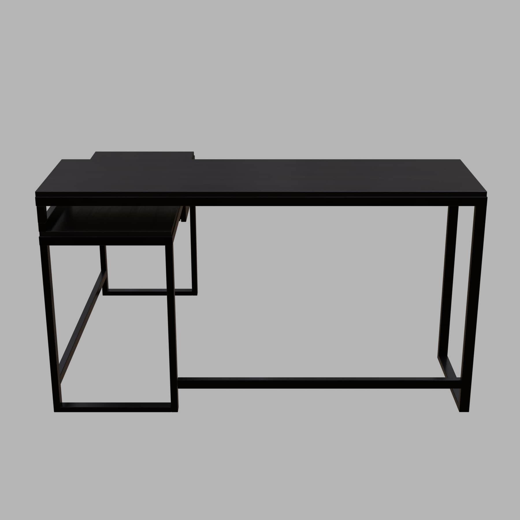 Enkele L Shaped Study Table with Storage Design in Brown Color - Ouch Cart