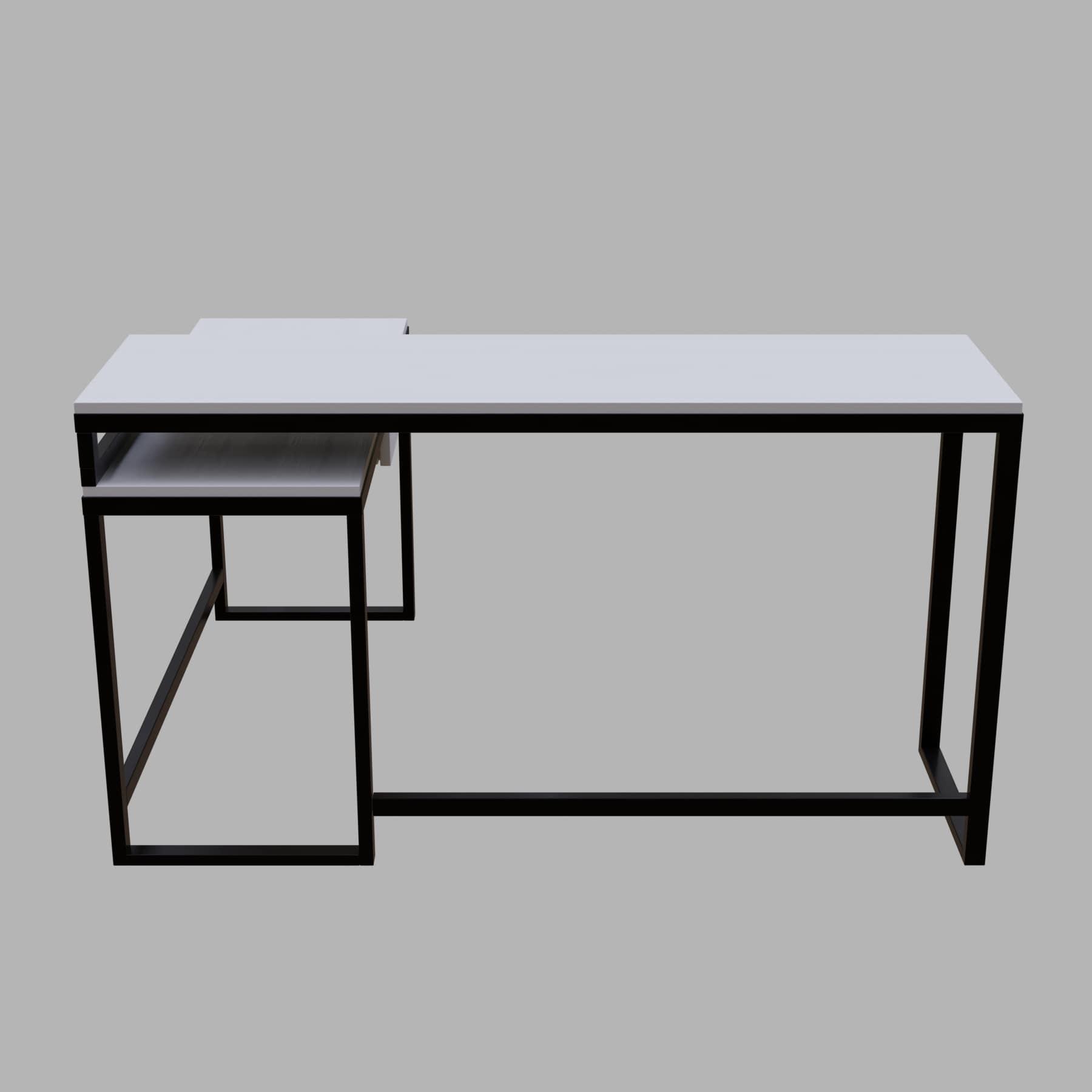 Enkele L Shaped Study Table with Storage Design in White Color - Ouch Cart