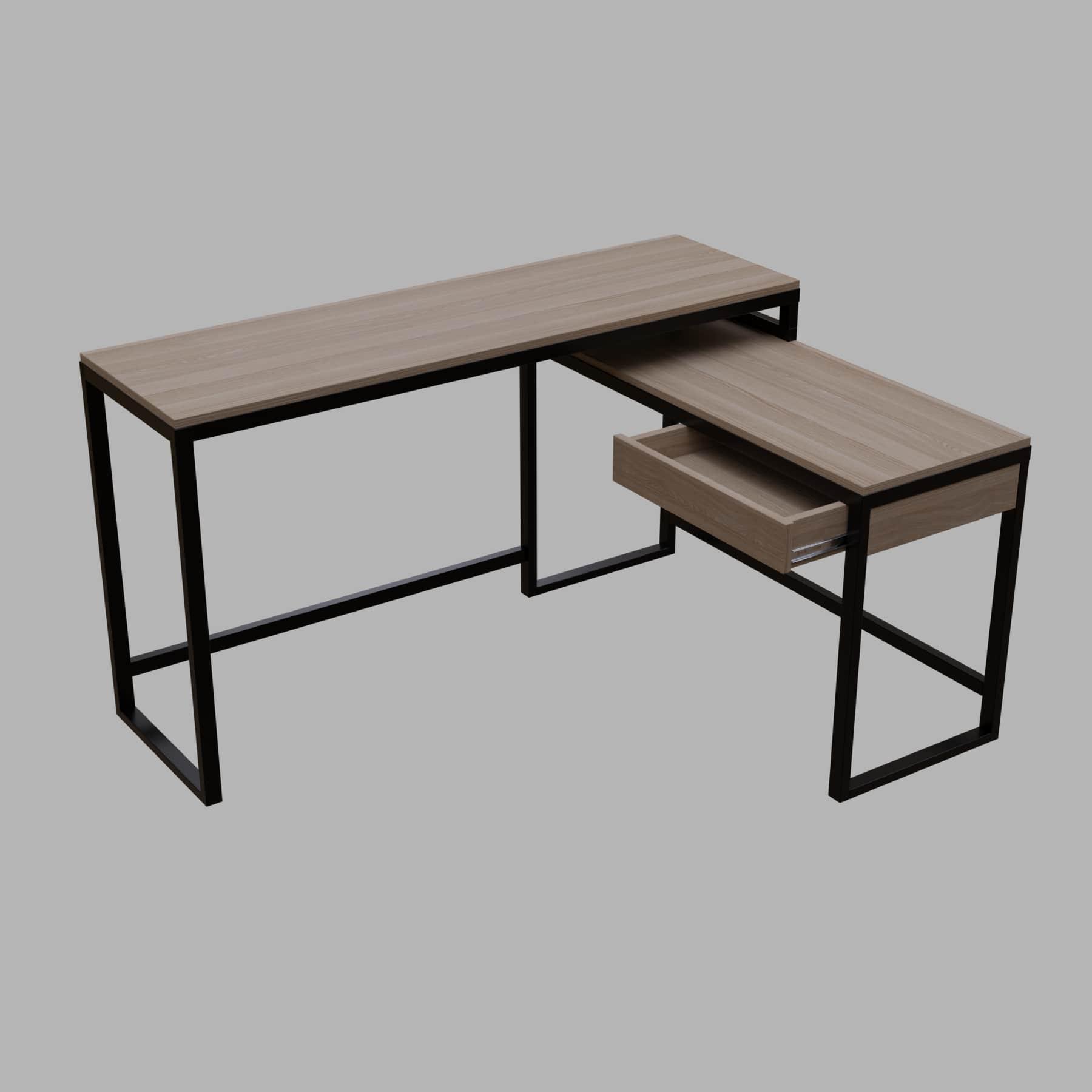 Enkele L Shaped Study Table with Storage Design in Wenge Color - Ouch Cart