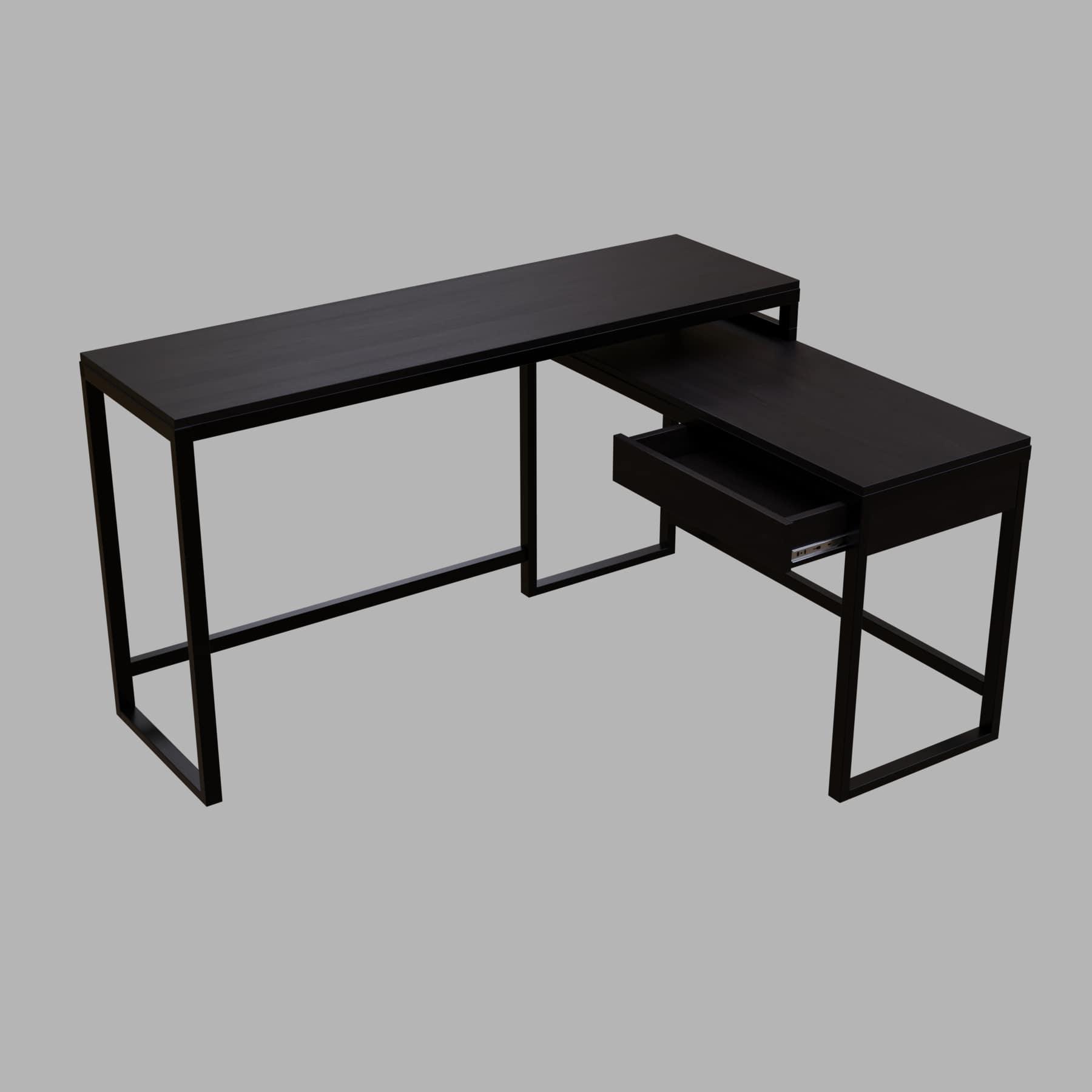 Enkele L Shaped Study Table with Storage Design in Brown Color - Ouch Cart