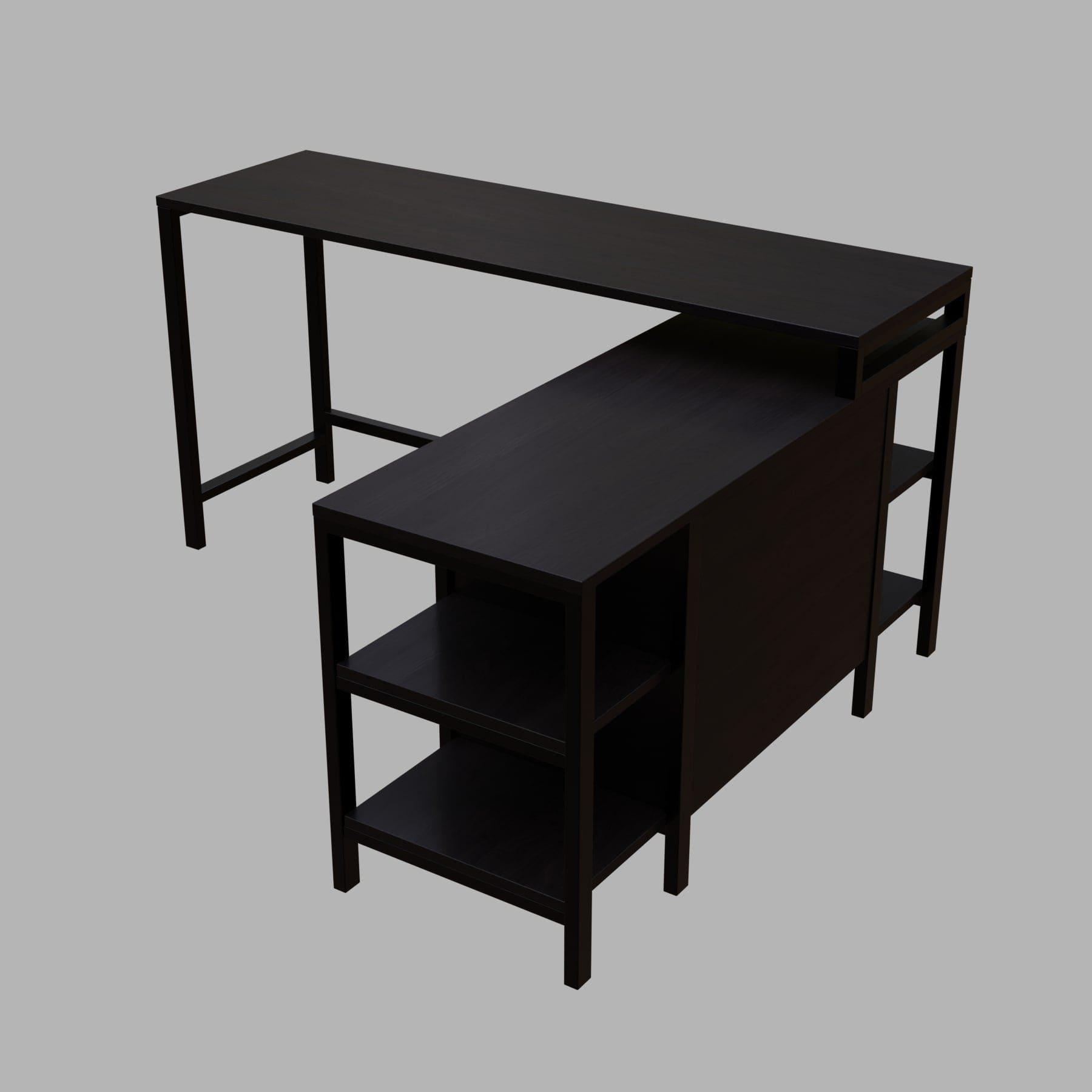 Kerry Executive Desk with Drawers & Open Storage shelves in brown finish - Ouch Cart
