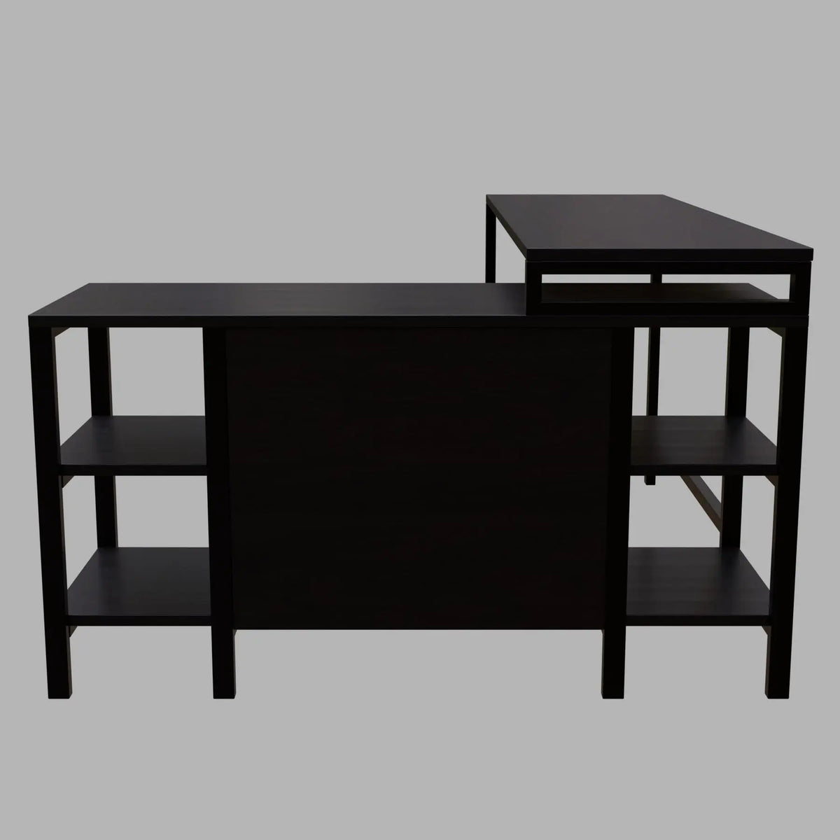 Kerry Executive Desk with Drawers & Open Storage shelves in brown finish - Ouch Cart