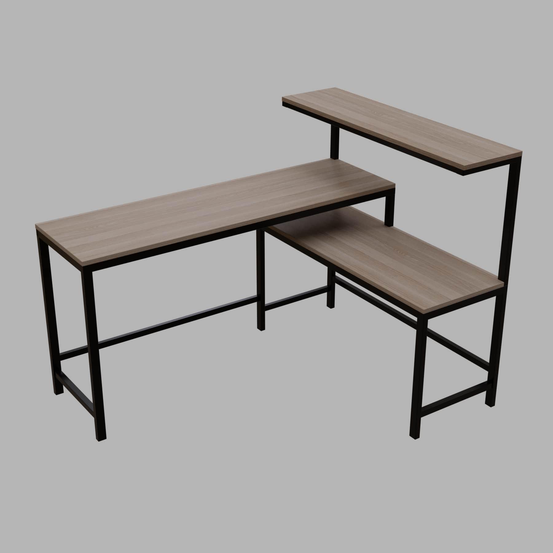Mitsuko L Shaped Study Table with storage Design in Wenge Color - Ouch Cart
