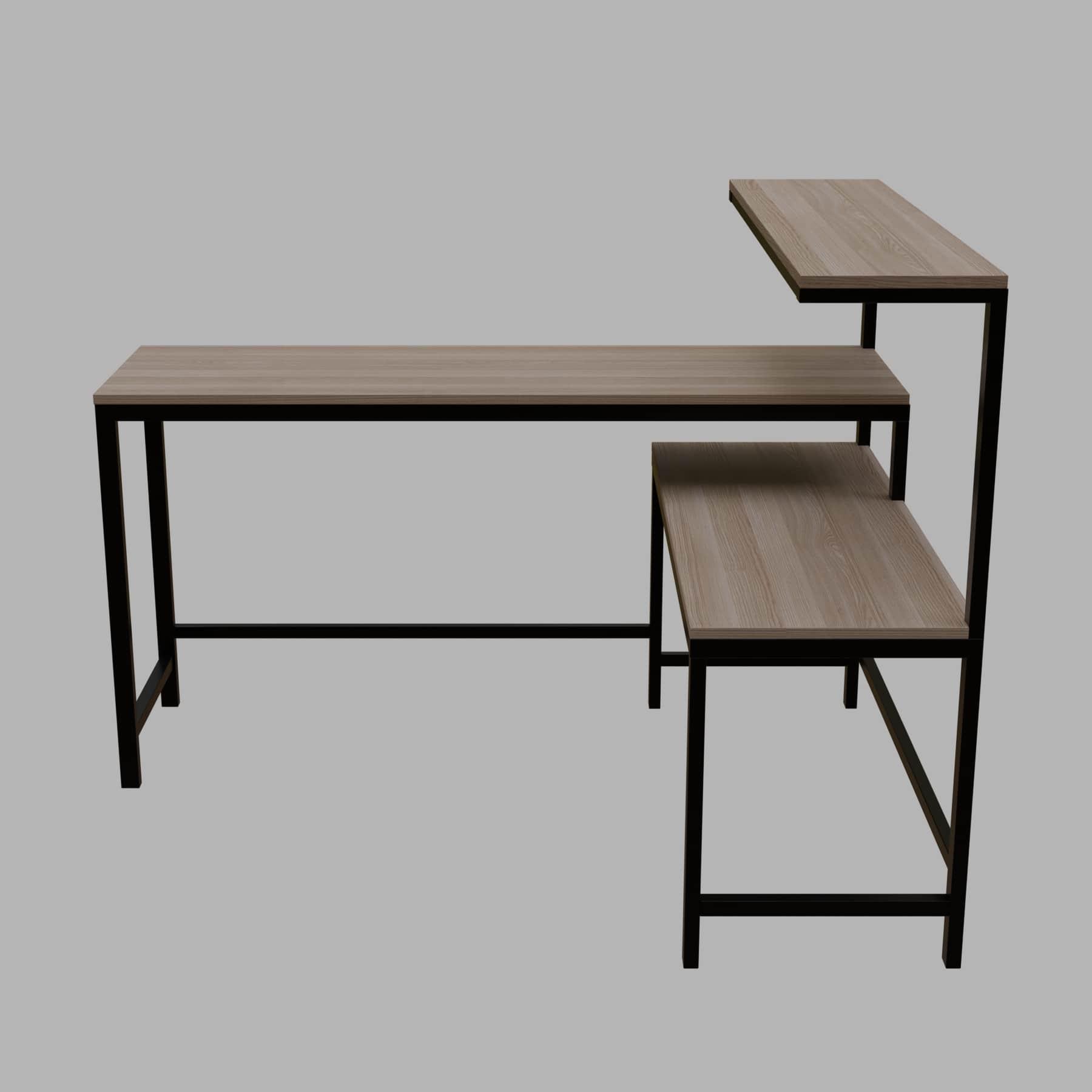 Mitsuko L Shaped Study Table with storage Design in Wenge Color - Ouch Cart