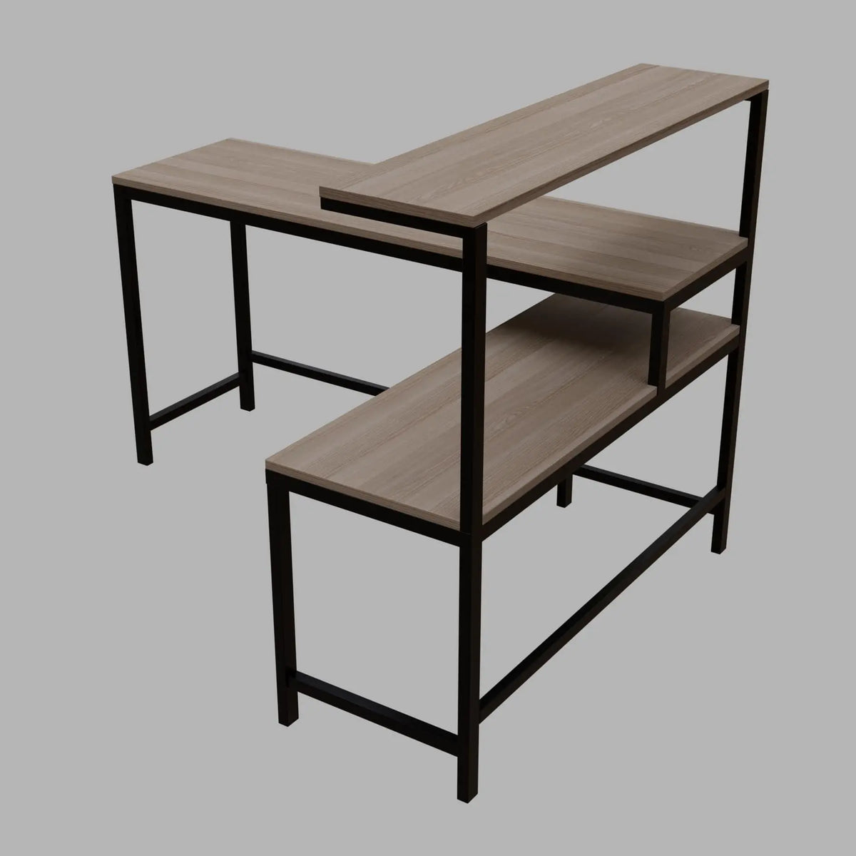 Mitsuko L Shaped Study Table with storage Design in Wenge Color - Ouch Cart