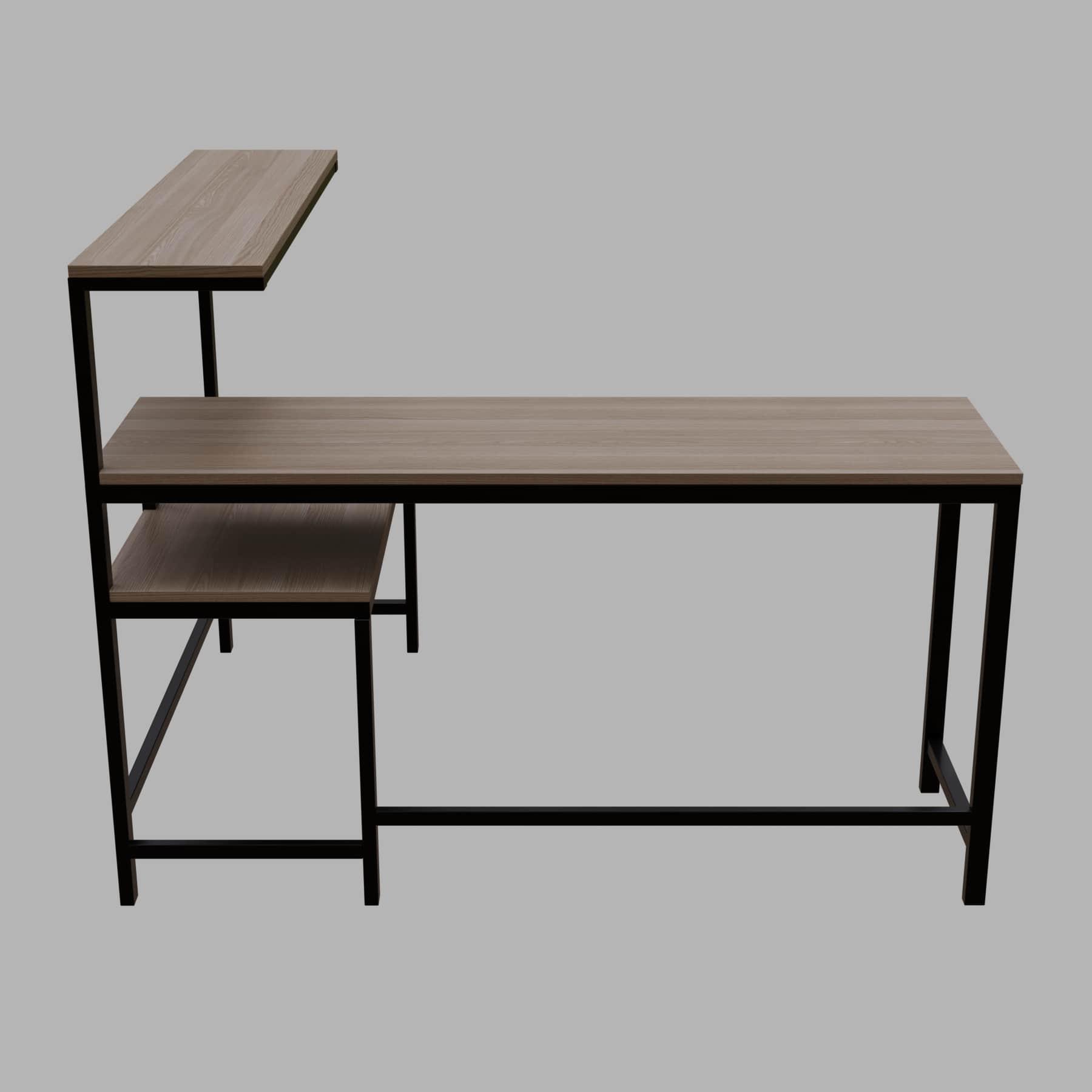 Mitsuko L Shaped Study Table with storage Design in Wenge Color - Ouch Cart