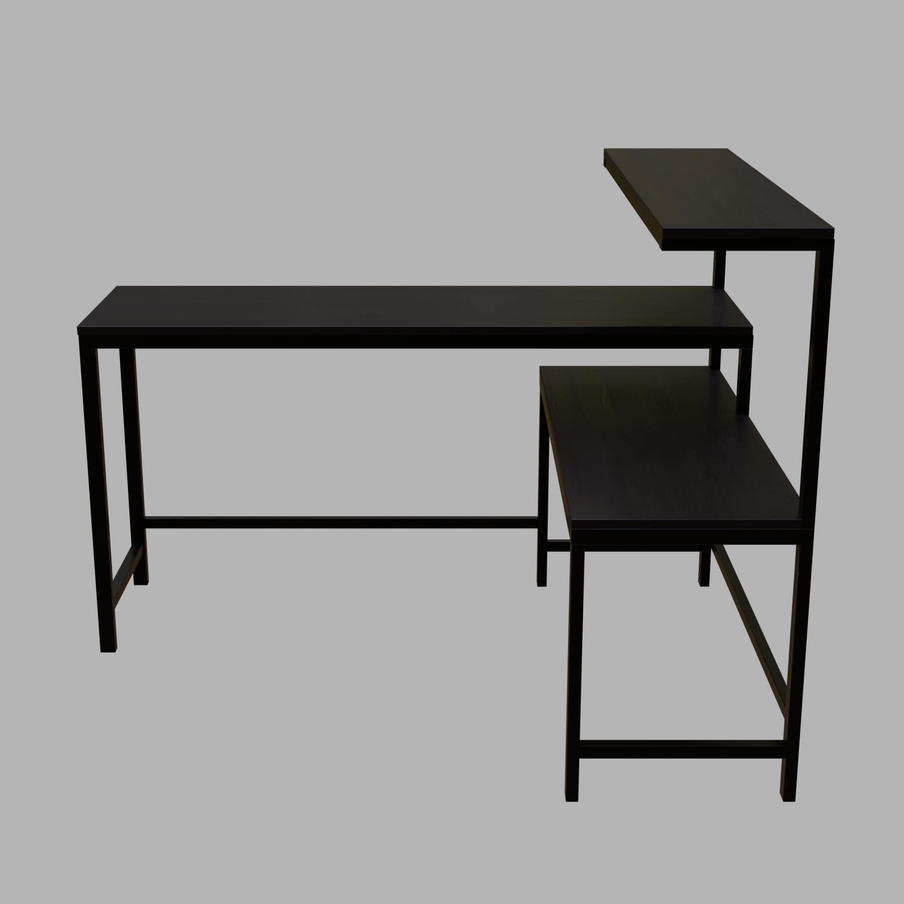 Mitsuko L Shaped Study Table with storage Design in Brown Color - Ouch Cart