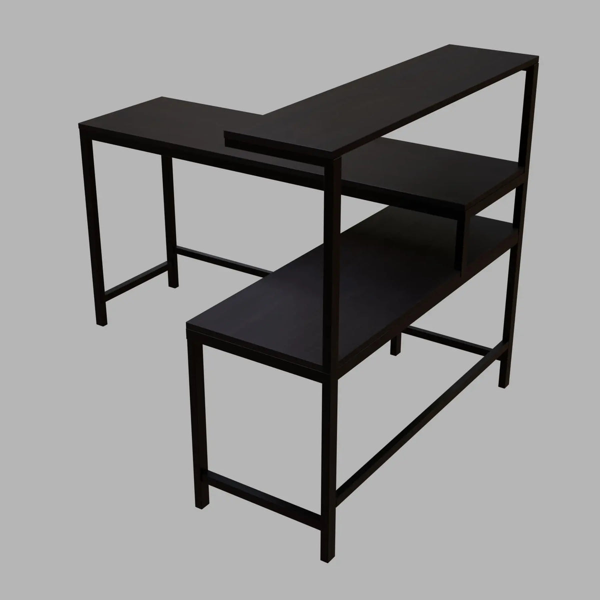 Mitsuko L Shaped Study Table with storage Design in Brown Color - Ouch Cart
