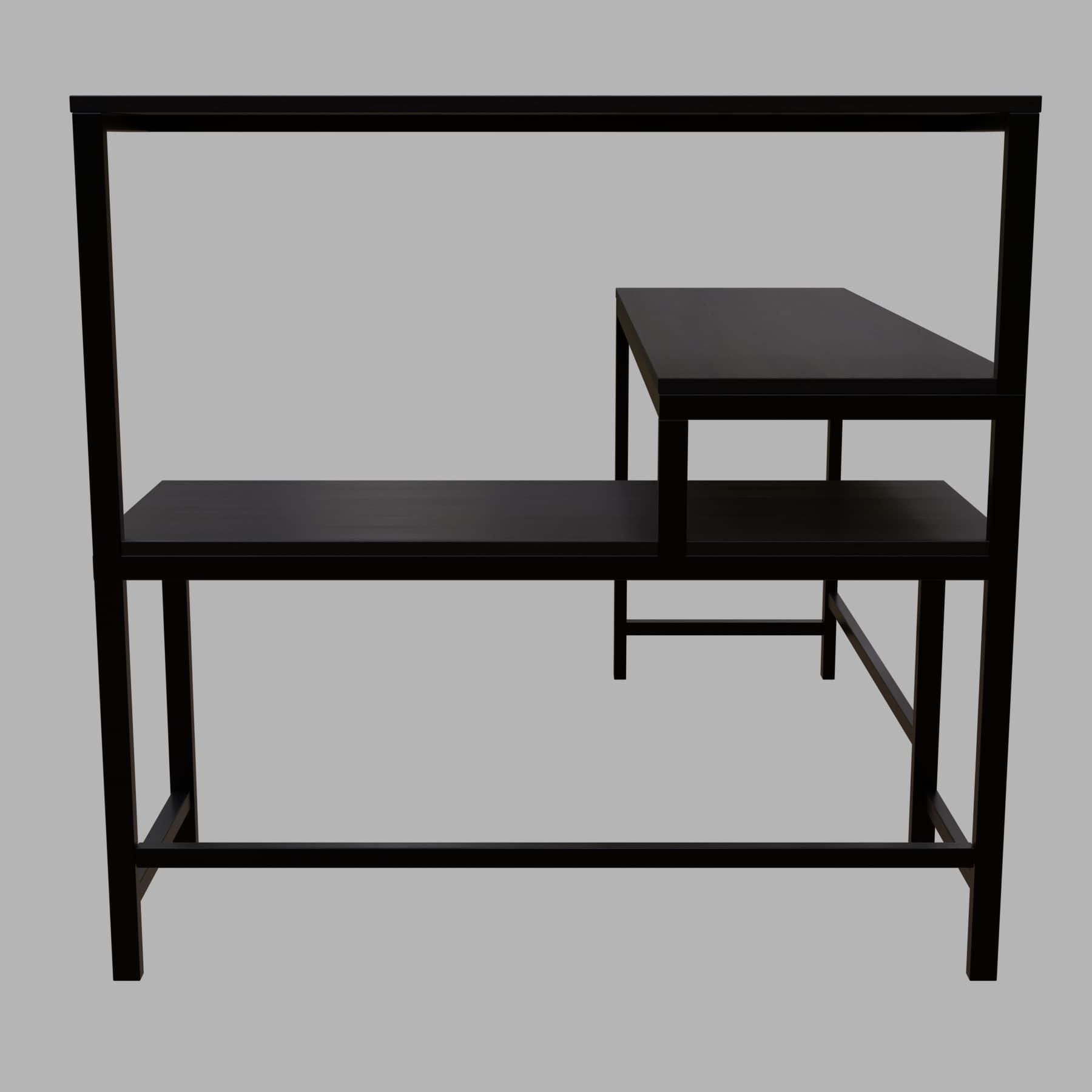 Mitsuko L Shaped Study Table with storage Design in Brown Color - Ouch Cart