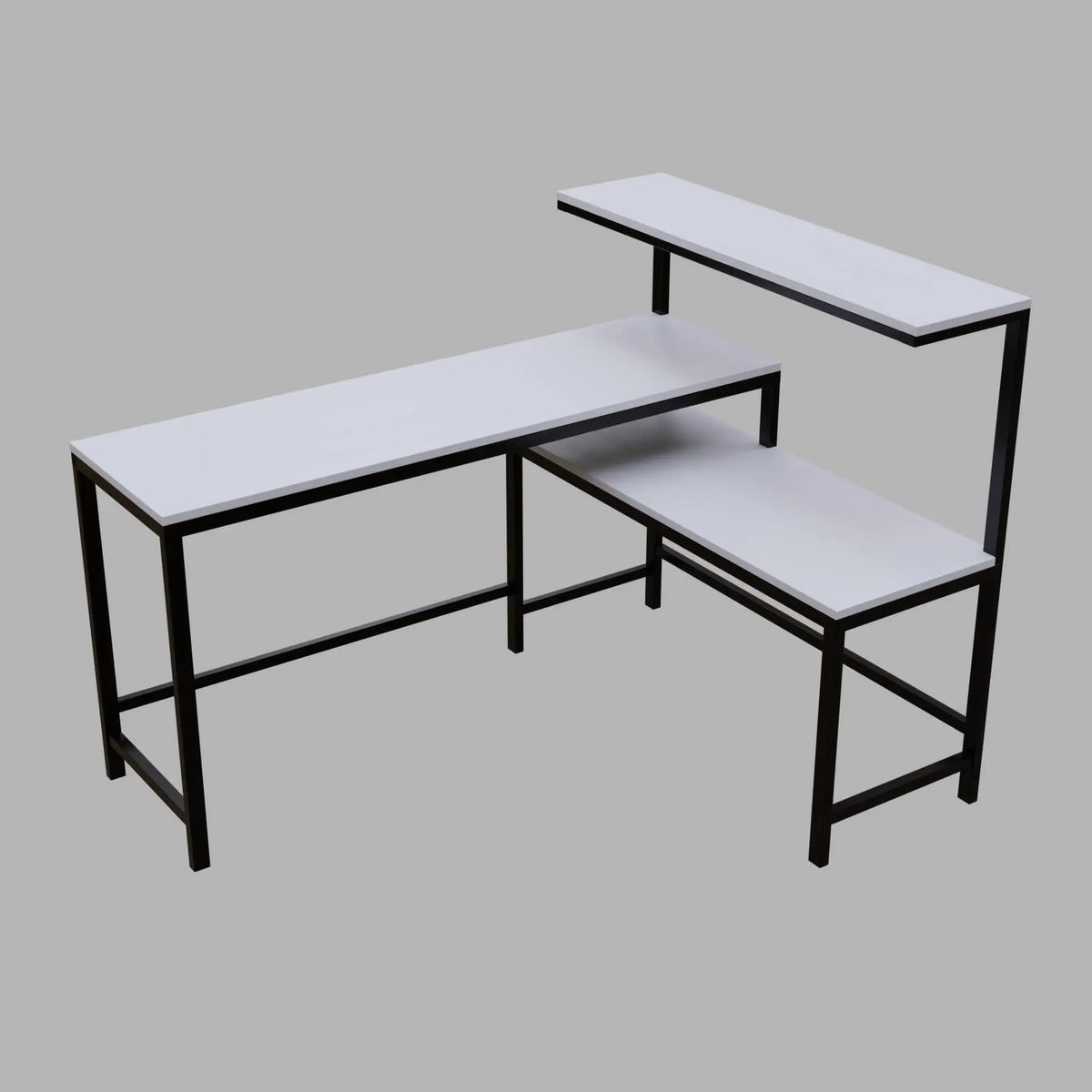 Mitsuko L Shaped Study Table with storage Design in White Color - Ouch Cart