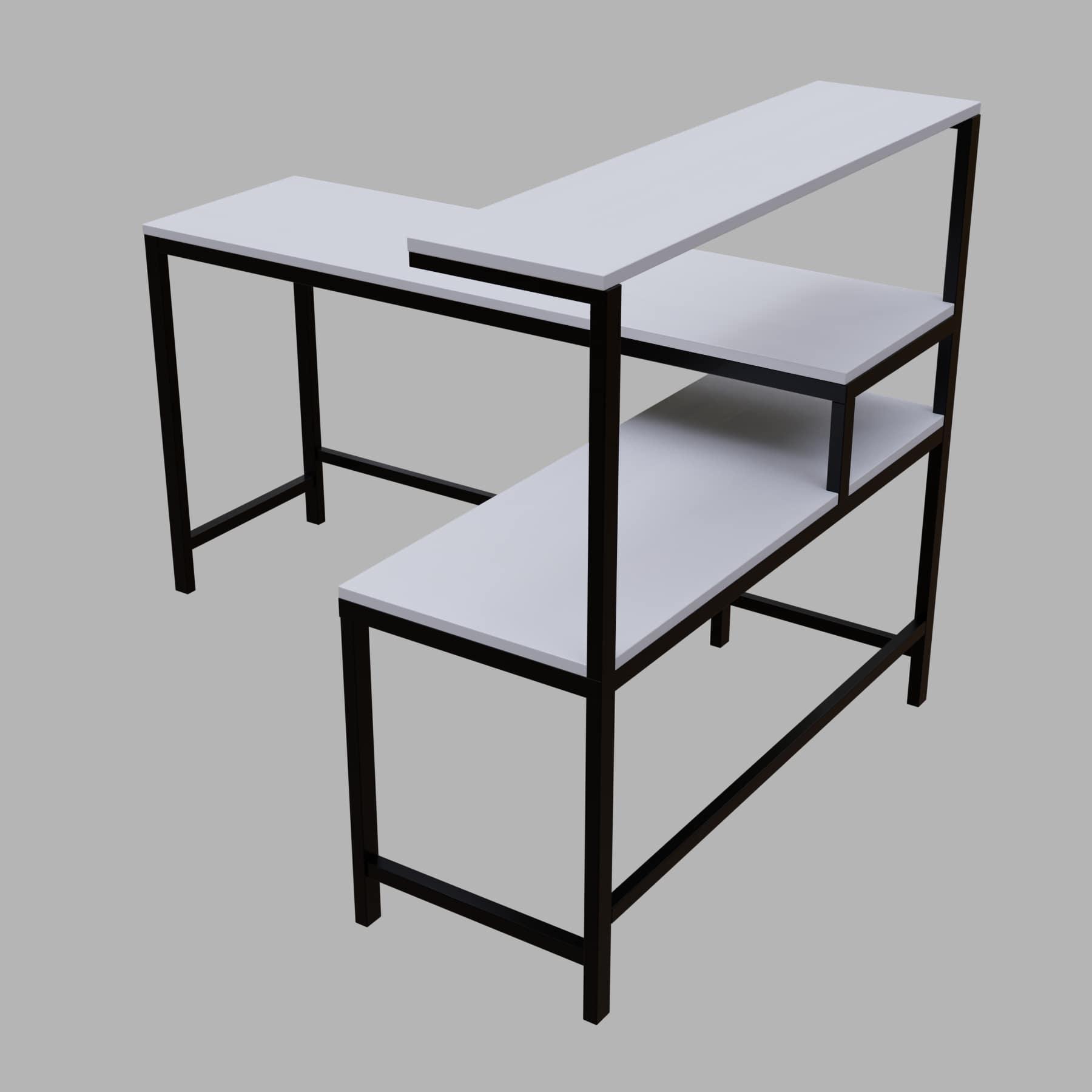 Mitsuko L Shaped Study Table with storage Design in White Color - Ouch Cart