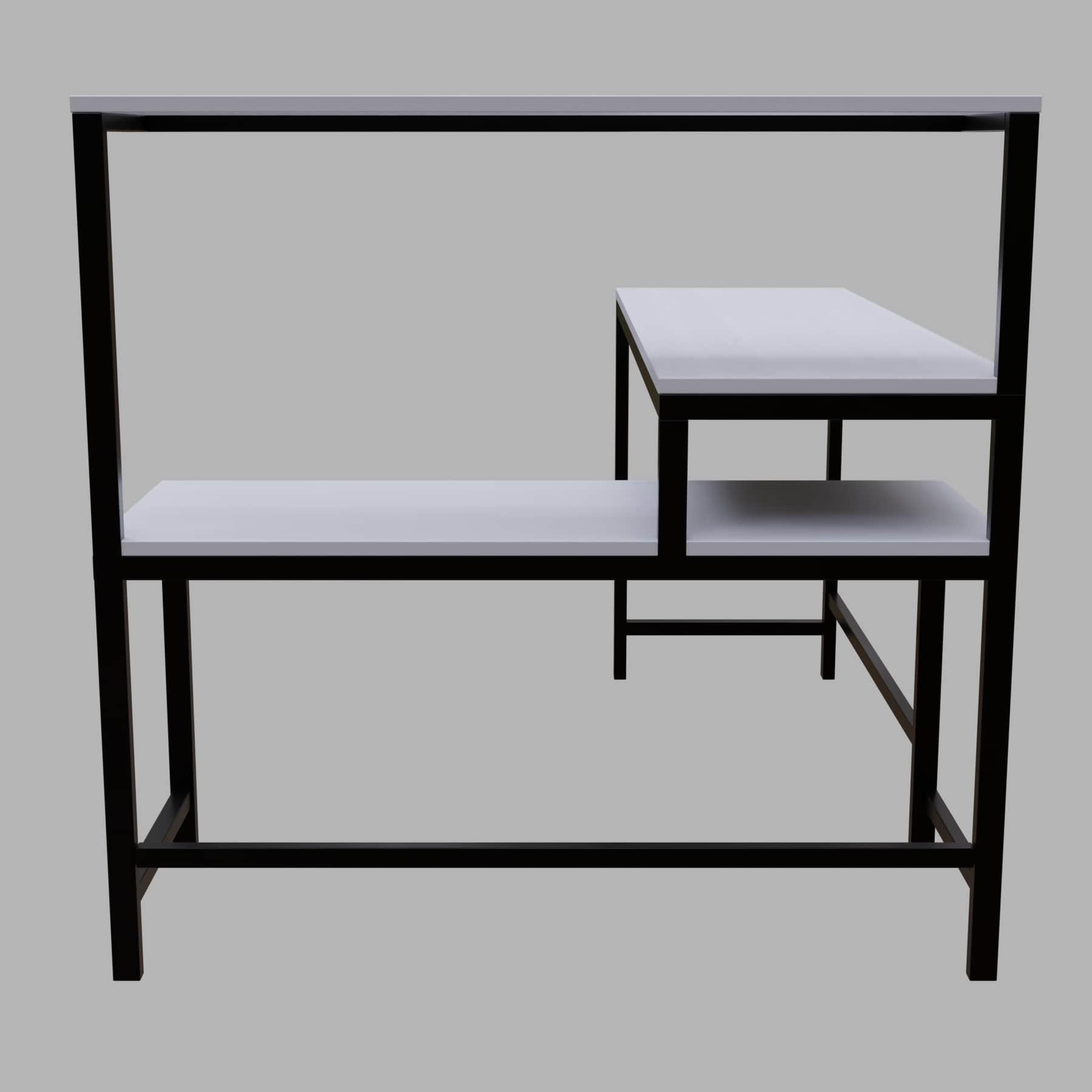 Mitsuko L Shaped Study Table with storage Design in White Color - Ouch Cart