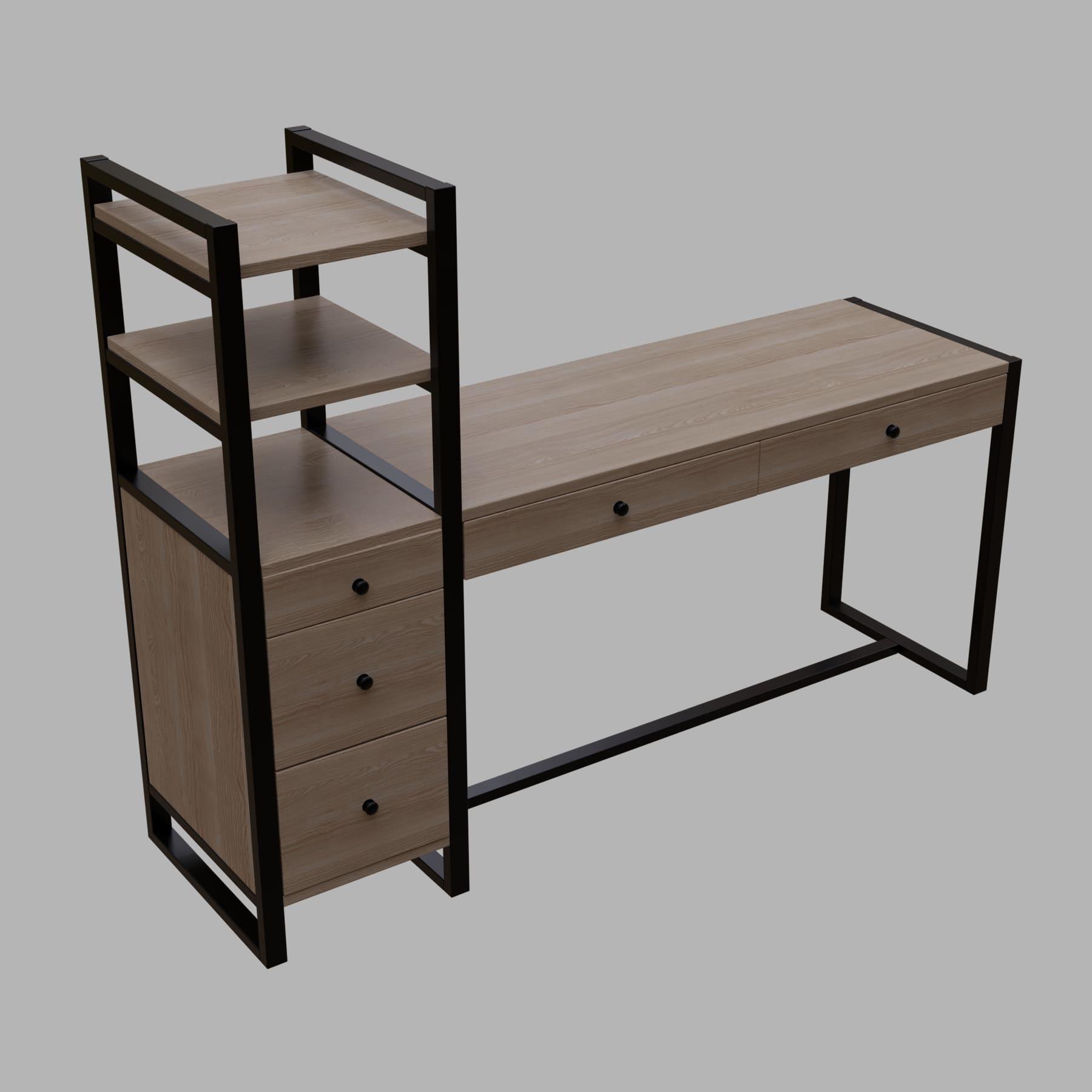 Rubi Study Table with drawers & storage shelves in wenge finish - Ouch Cart