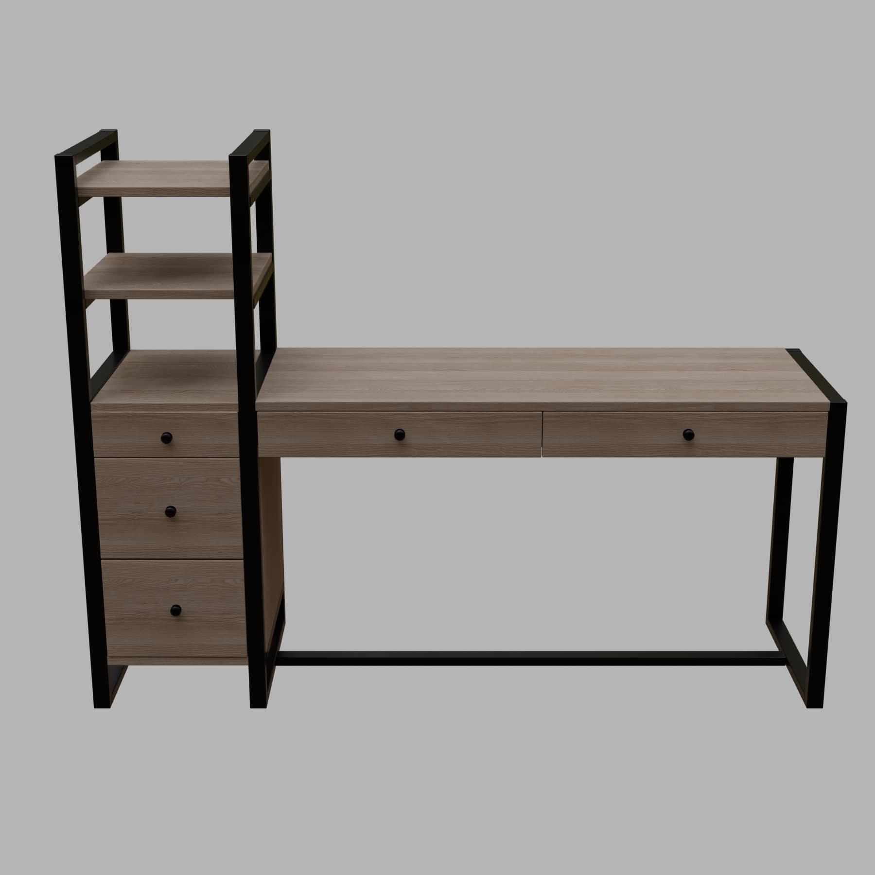 Rubi Study Table with drawers & storage shelves in wenge finish - Ouch Cart