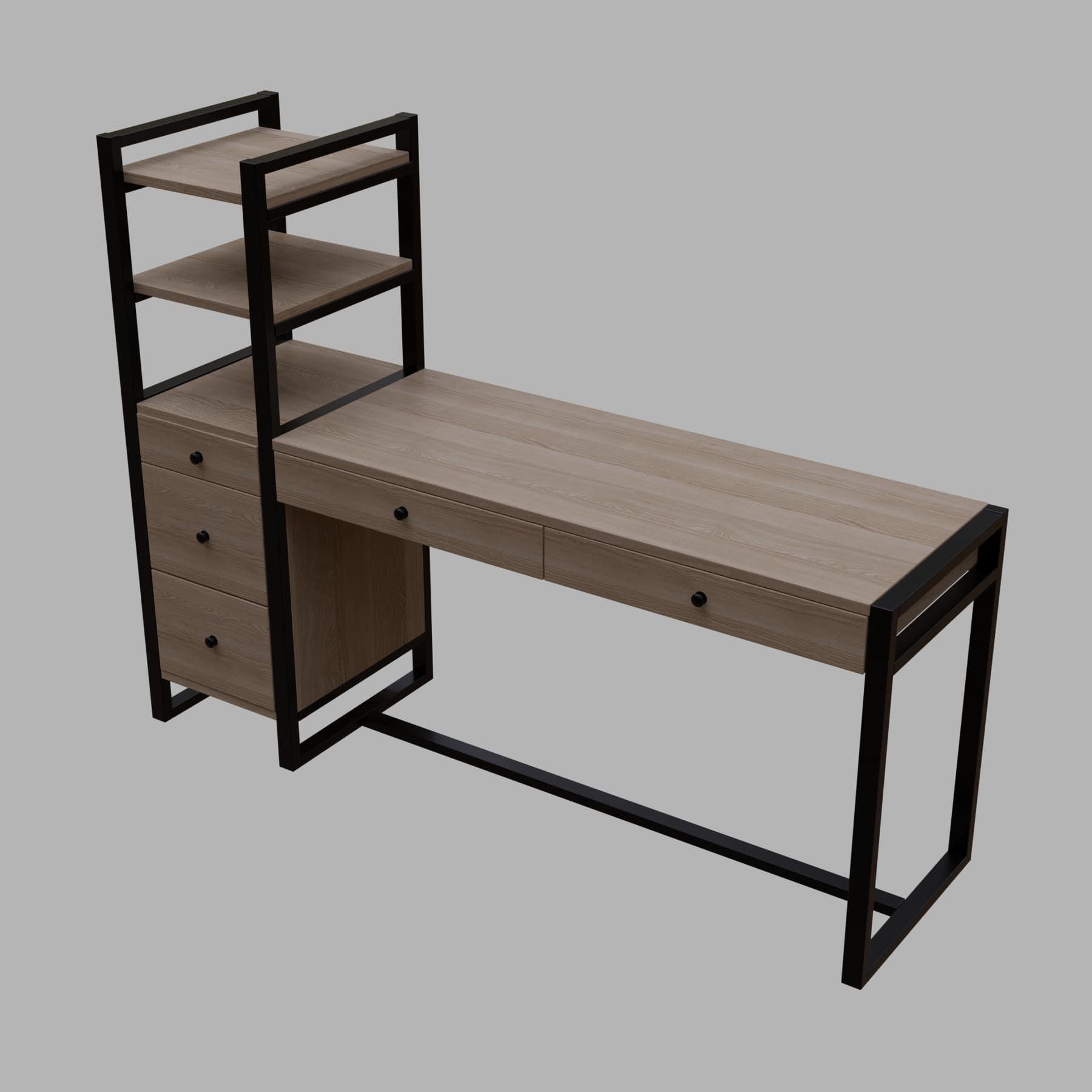 Rubi Study Table with drawers & storage shelves in wenge finish - Ouch Cart