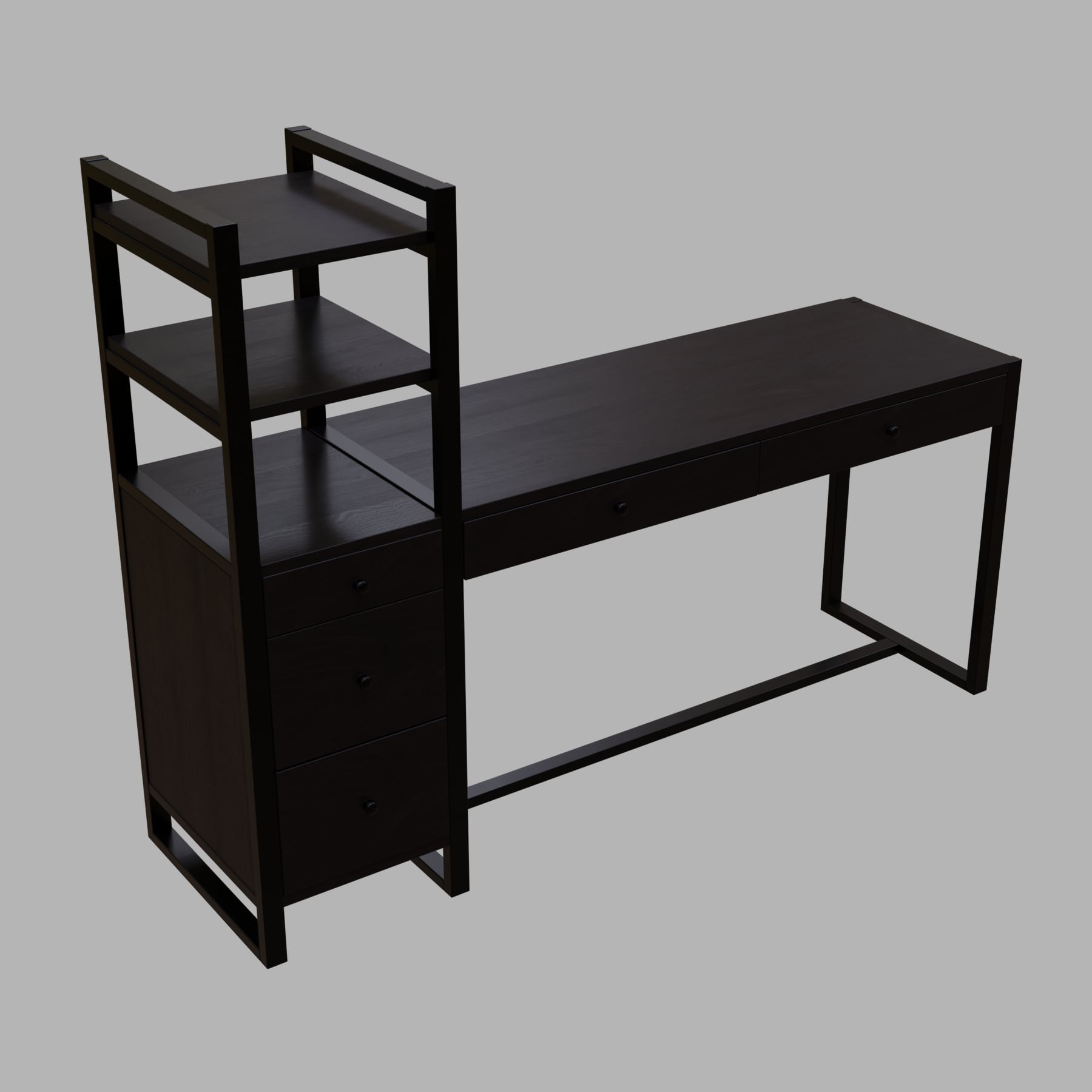 Rubi Study Table with drawers & storage shelves in brown finish