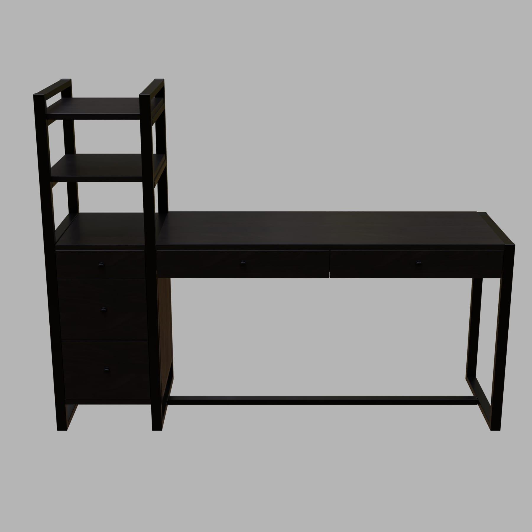 Rubi Study Table with drawers & storage shelves in brown finish - Ouch Cart