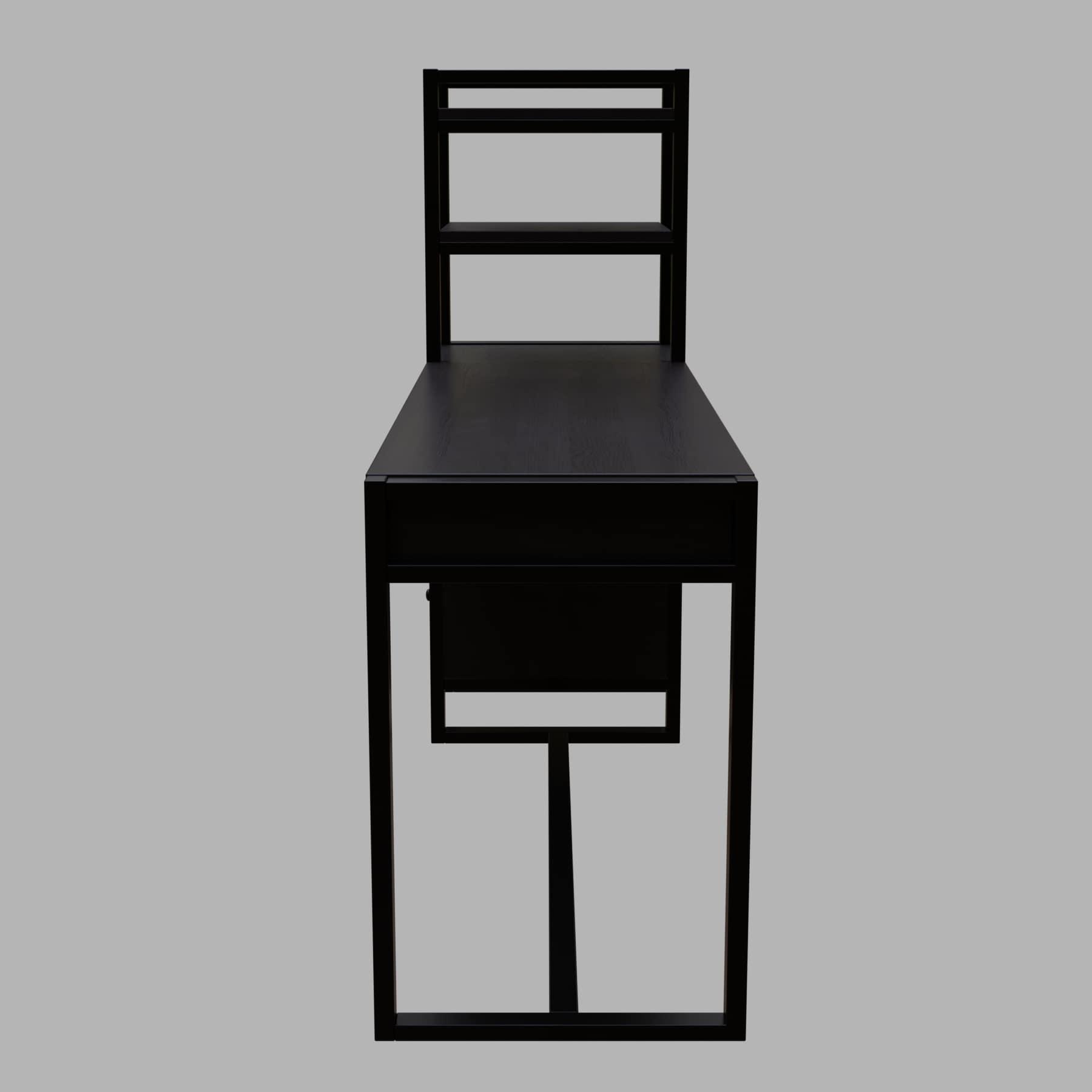 Rubi Study Table with drawers & storage shelves in brown finish - Ouch Cart