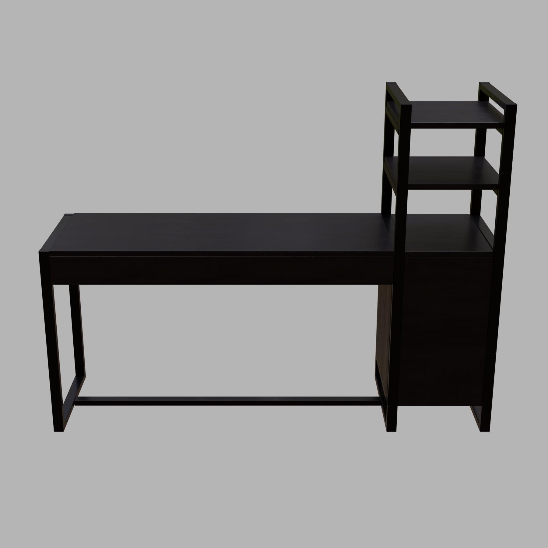 Rubi Study Table with drawers & storage shelves in brown finish - Ouch Cart