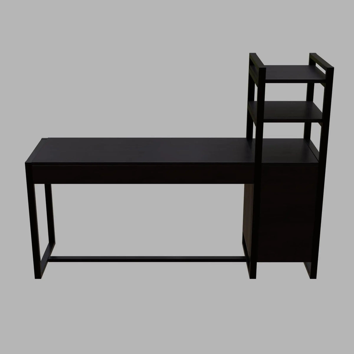 Rubi Study Table with drawers & storage shelves in brown finish - Ouch Cart