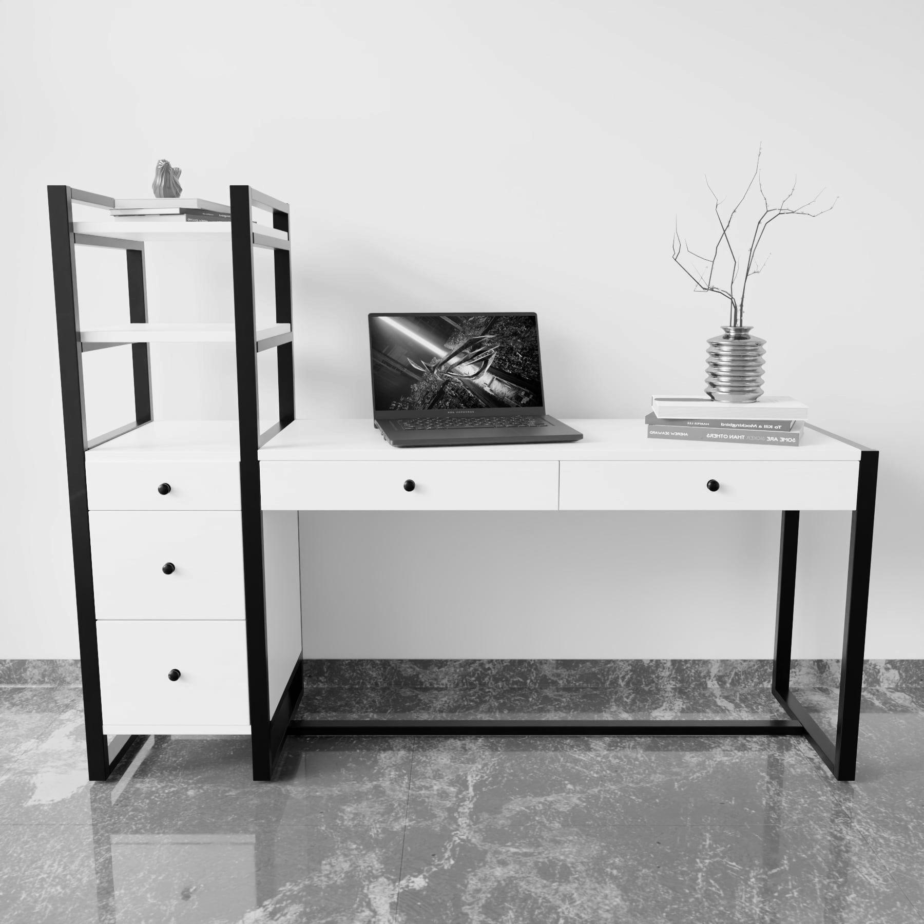 Best study table with storage design have drawer & open storage shelve, perfect for engineers