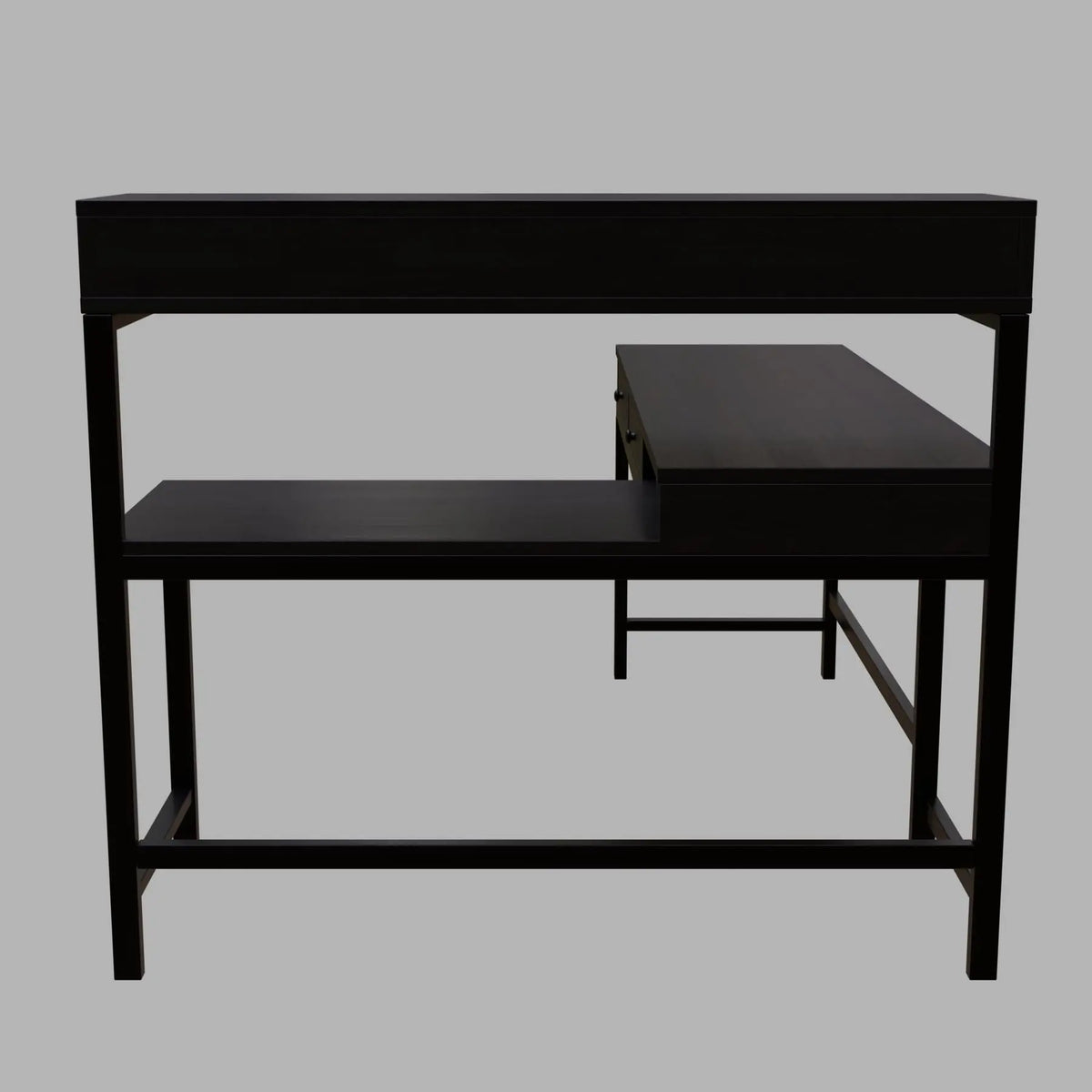 Wesley L Shaped Executive Desk with Storage Design in Brown Color - Ouch Cart