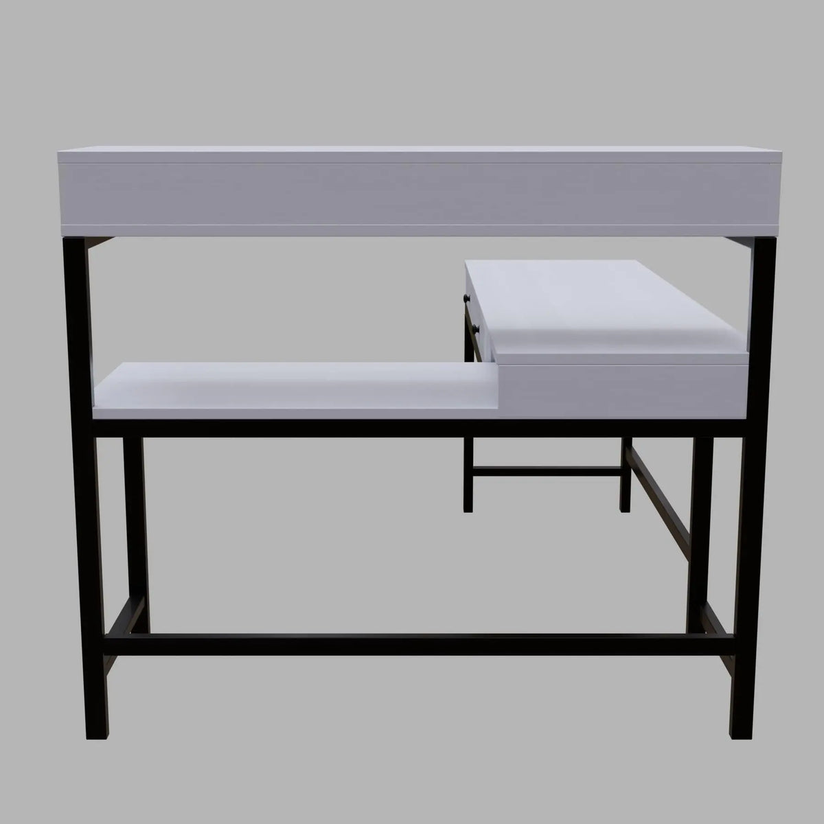 Wesley L Shaped Executive Desk with Storage Design in White Color - Ouch Cart