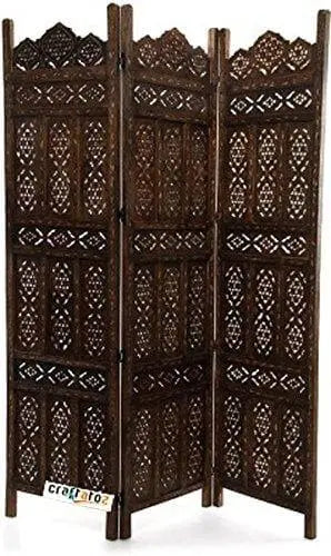 3 panel Wooden Partition, Wooden Handcrafted Partition/Room Divider/Separator for Living Room/Office - Ouch Cart