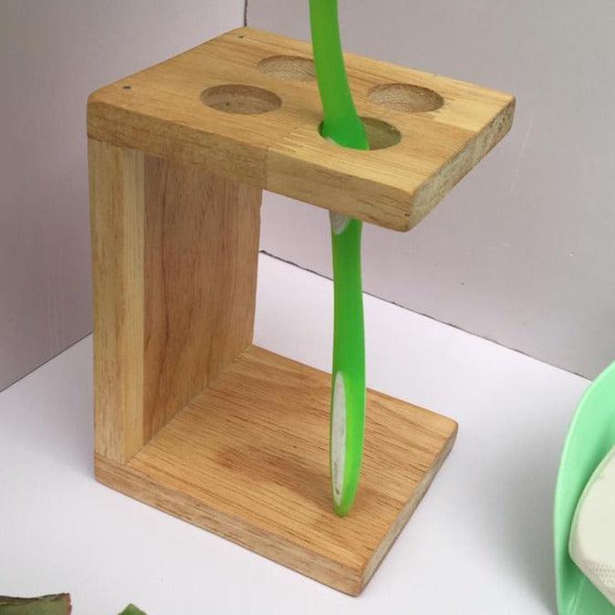 Wooden Bathroom Toothbrush And Toothpaste Holder/Stand ( With Complementary Coaster ) By Miza - Ouch Cart