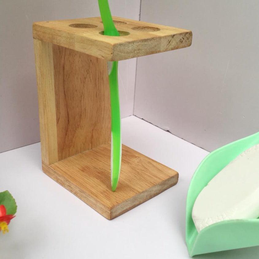 Wooden Bathroom Toothbrush And Toothpaste Holder/Stand ( With Complementary Coaster ) By Miza - Ouch Cart